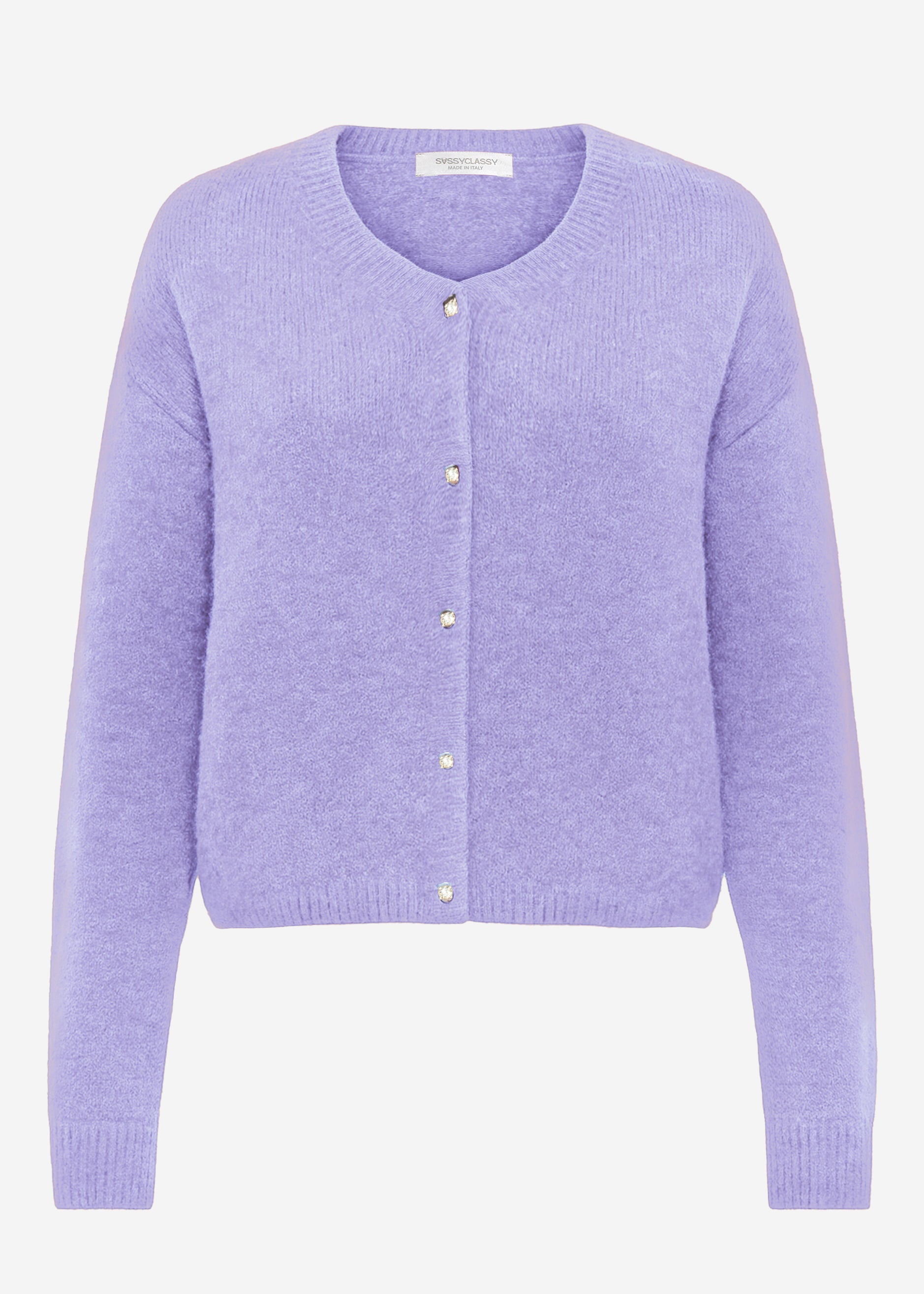Soft knitted cardigan with decorative buttons - lilac