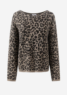 Jumper with leopard print - beige