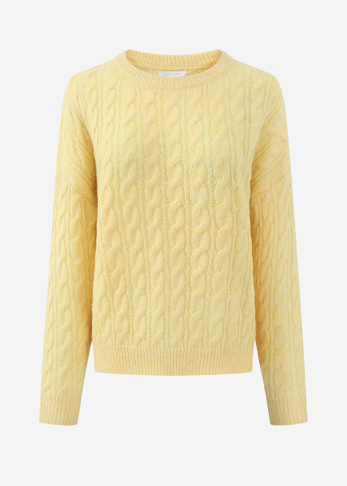 Sweater with a cable pattern - yellow