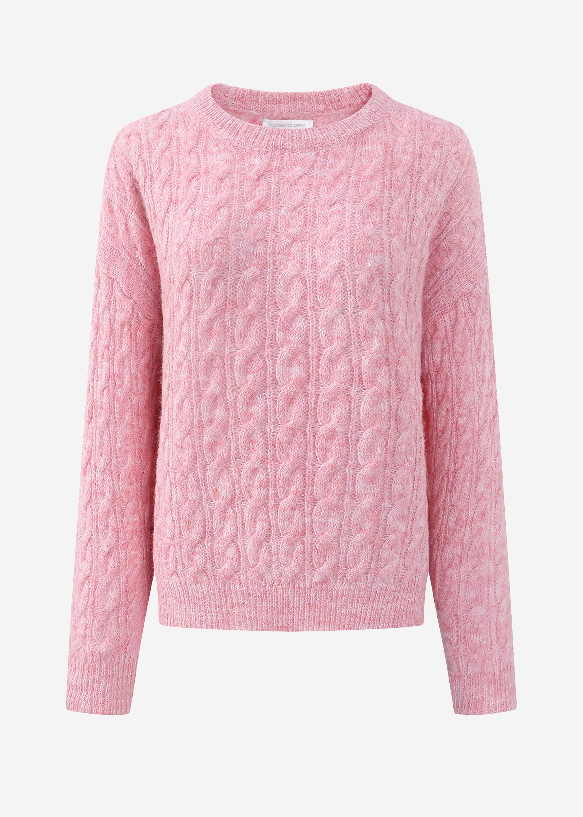Pullover with a cable pattern - light pink