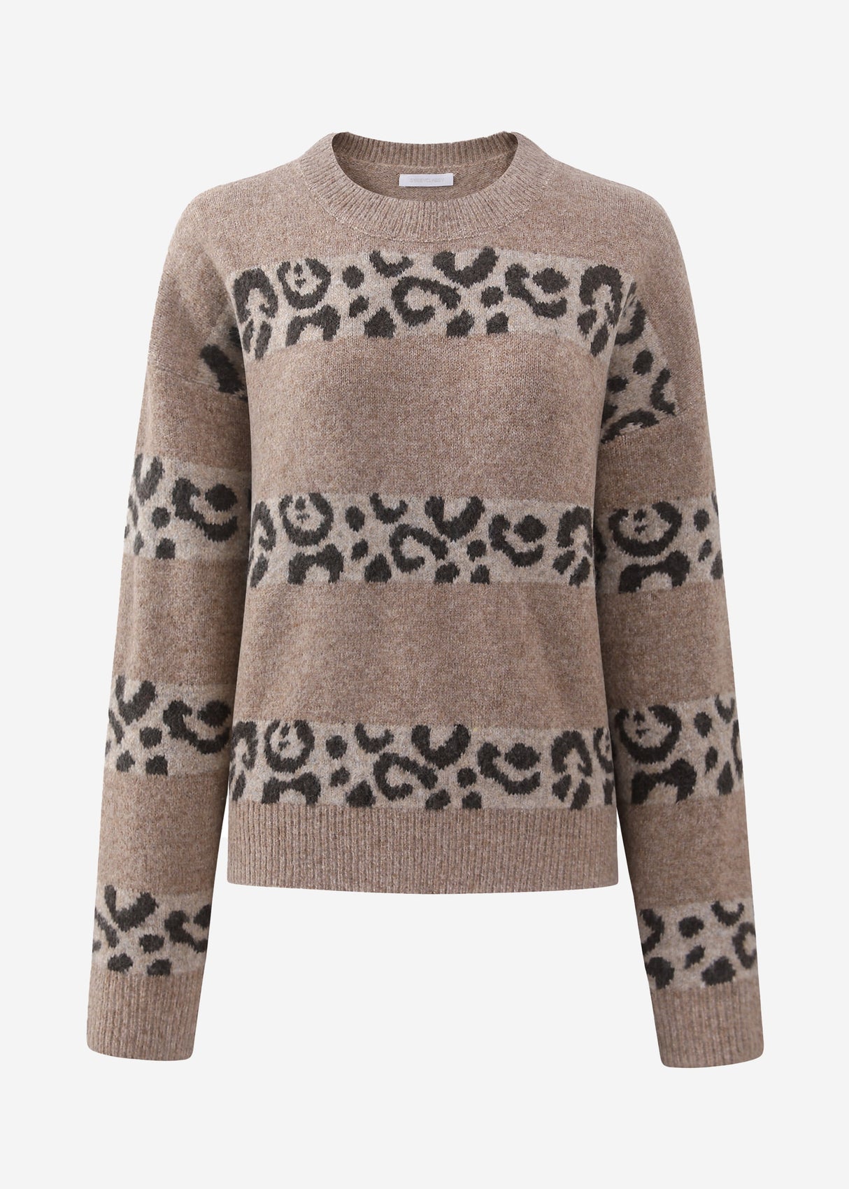 Sweater with Leo stripes-Taupe brown