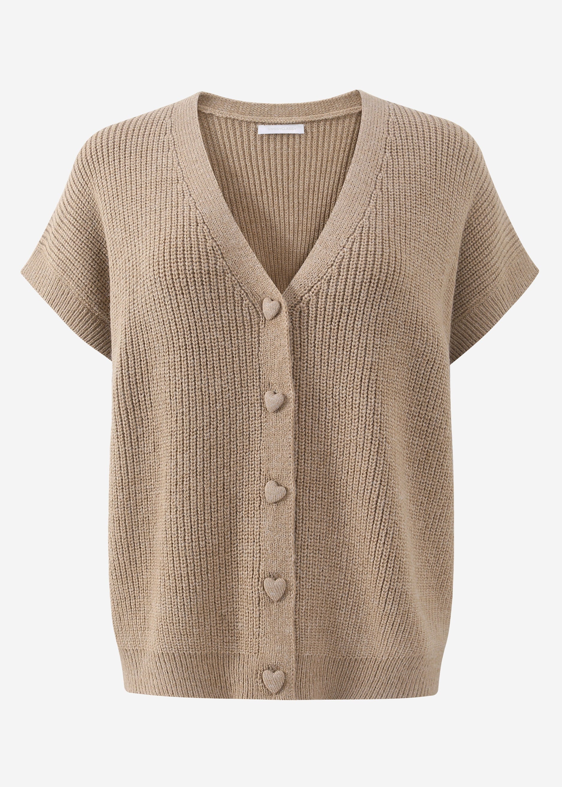 Strickweste mit Herzknöpfen - taupe