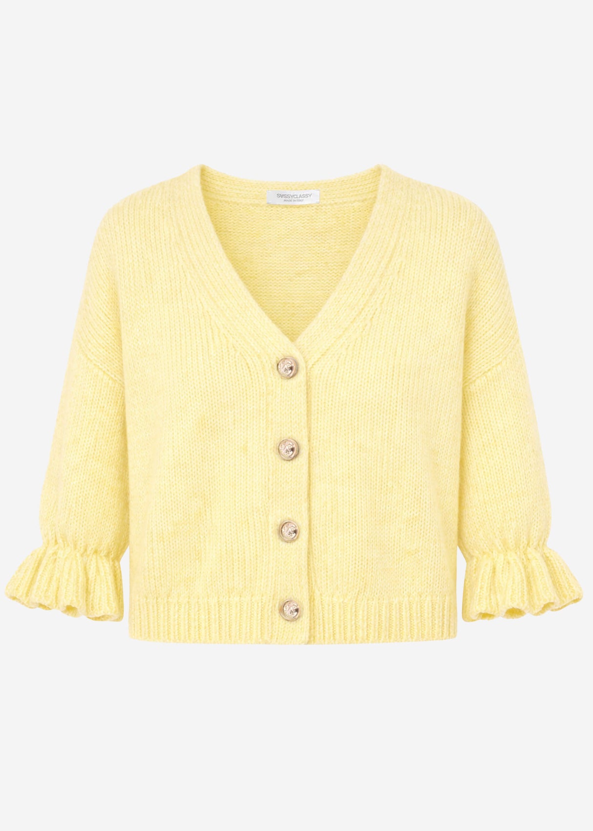 Cardigan mit 3/4-Ärmeln - buttergelb