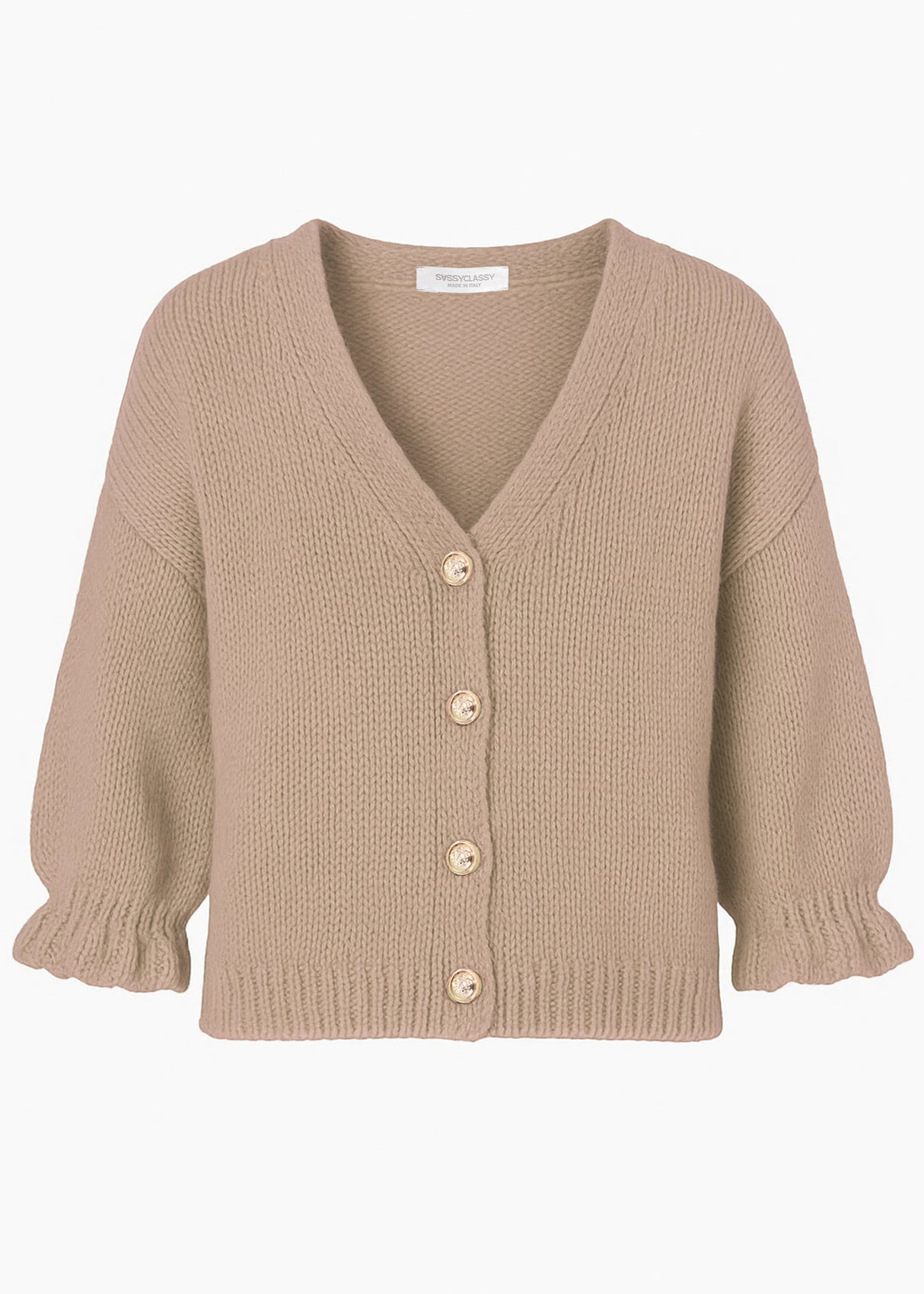 Cardigan with 3/4 sleeves - taupe