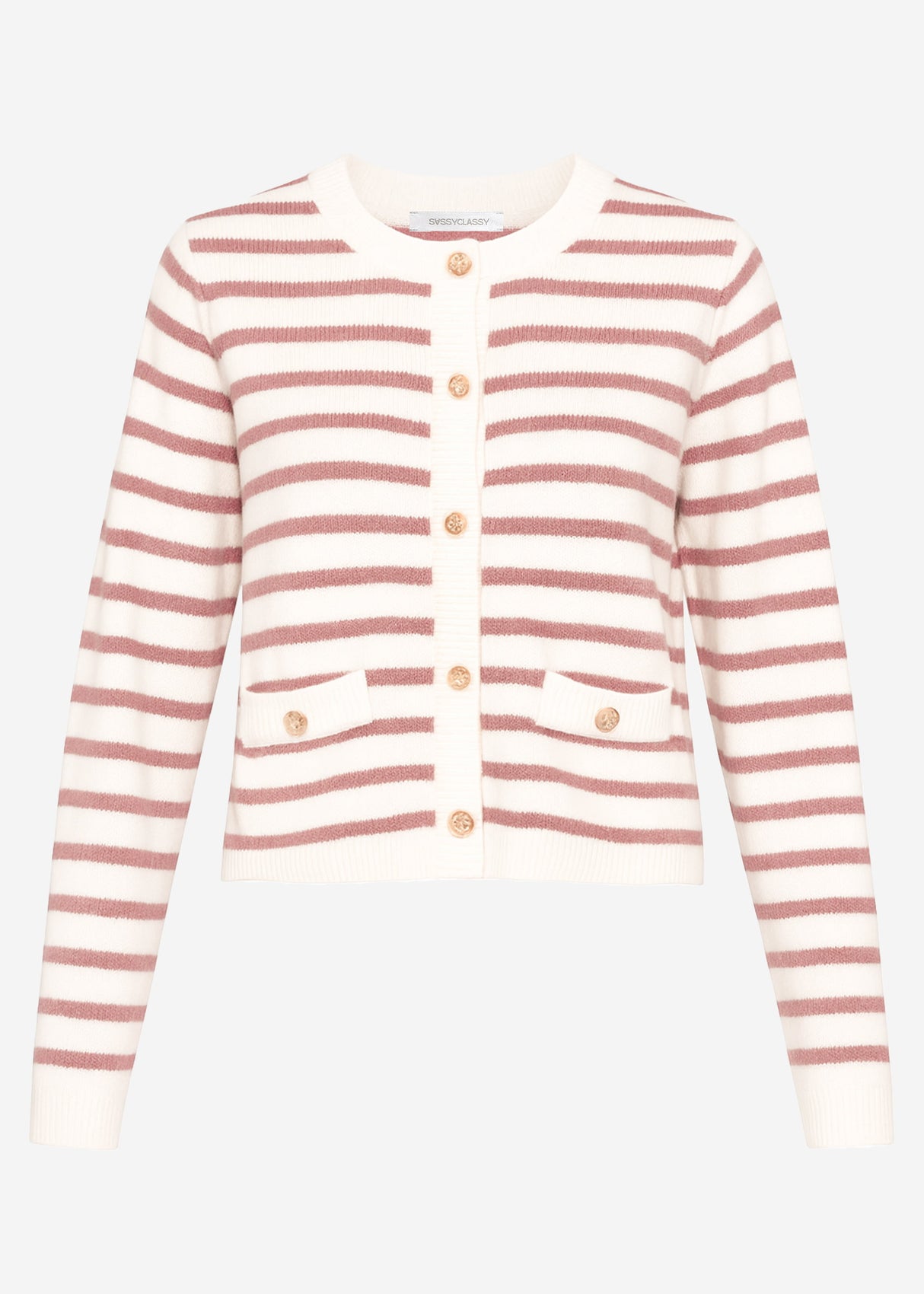 Elegant cardigan with striped pattern - off-white