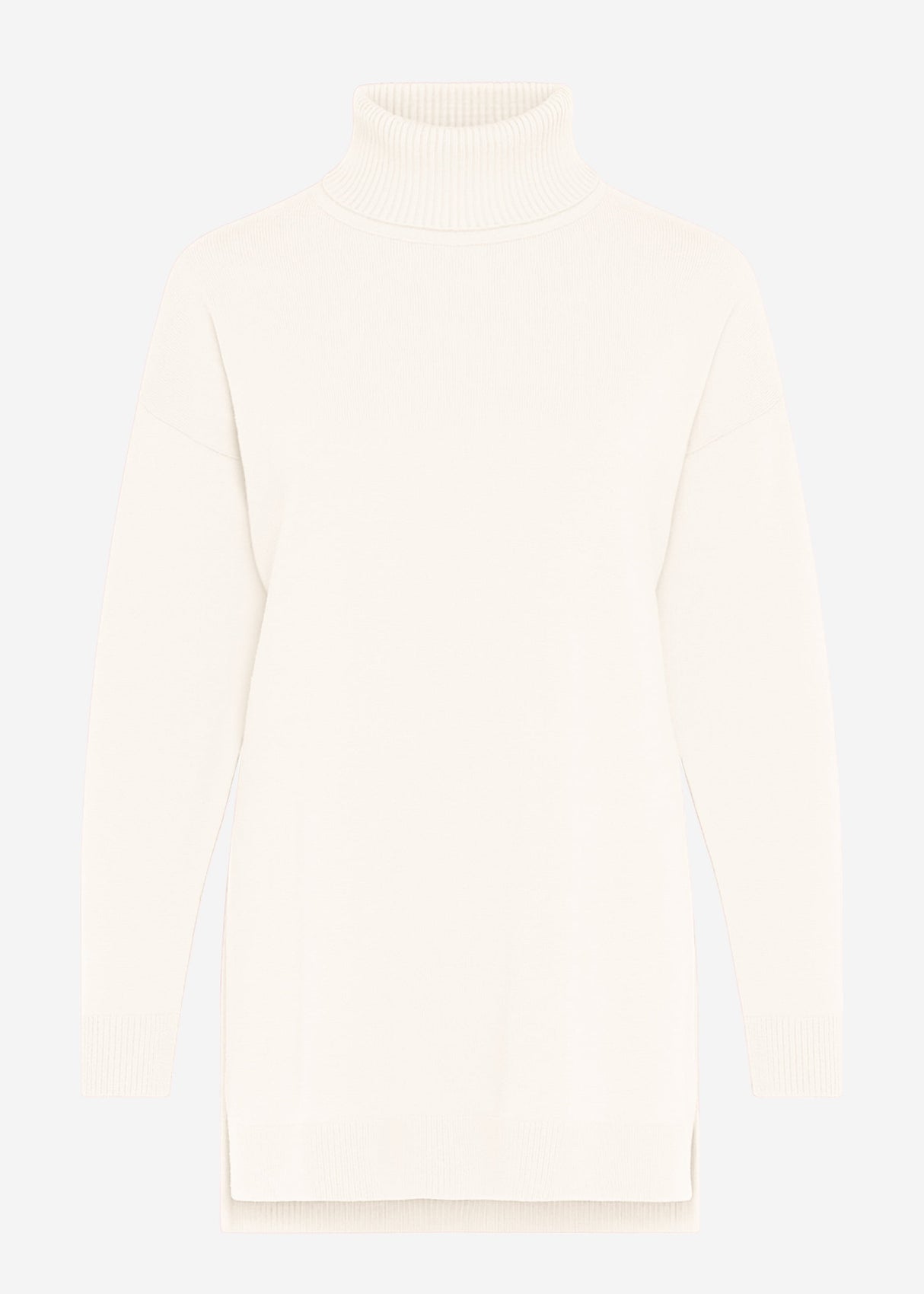 Oversize Rollkragenpullover mit langen Seitenschlitzen - offwhite