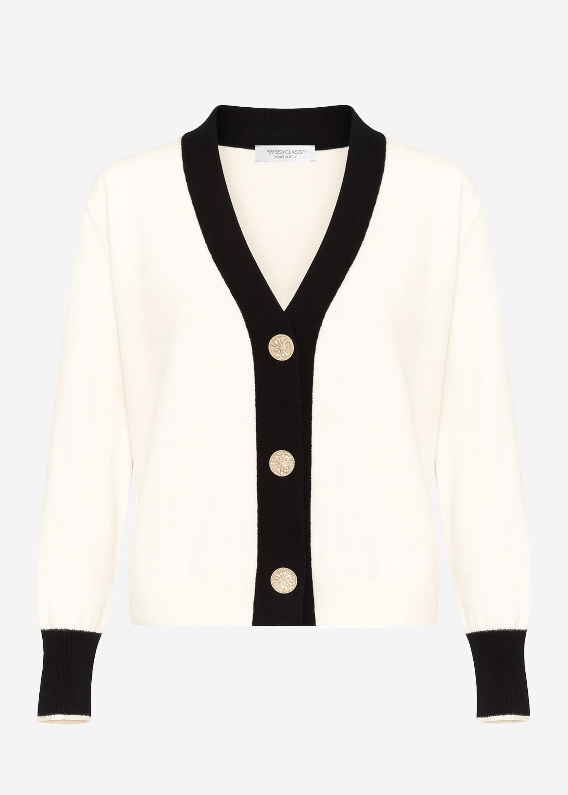 Cardigan with contrast panel - offwhite