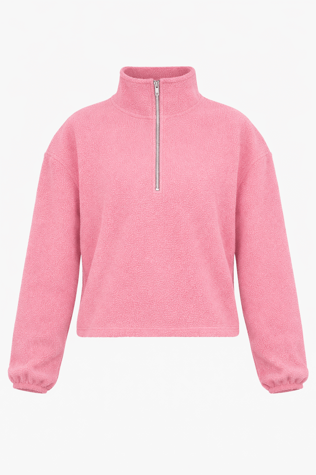 Oversize Fleece Sweatshirt mit Reißverschluss - rosa