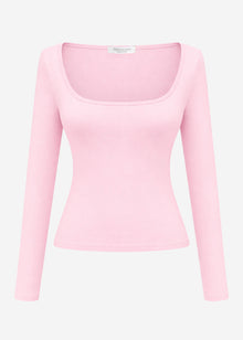 Langarmshirt mit Ausschnitt - rosa