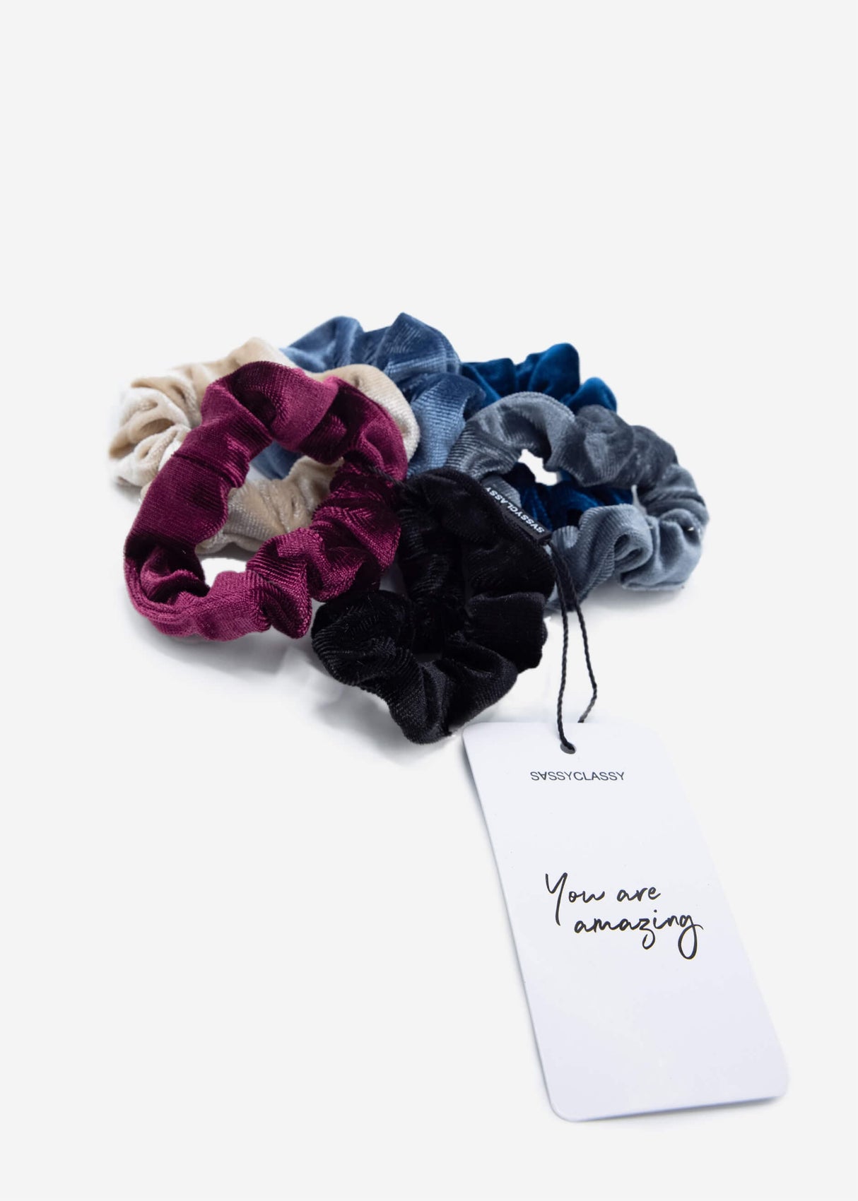 Set of 6 Velvet Scrunchies - multicolored