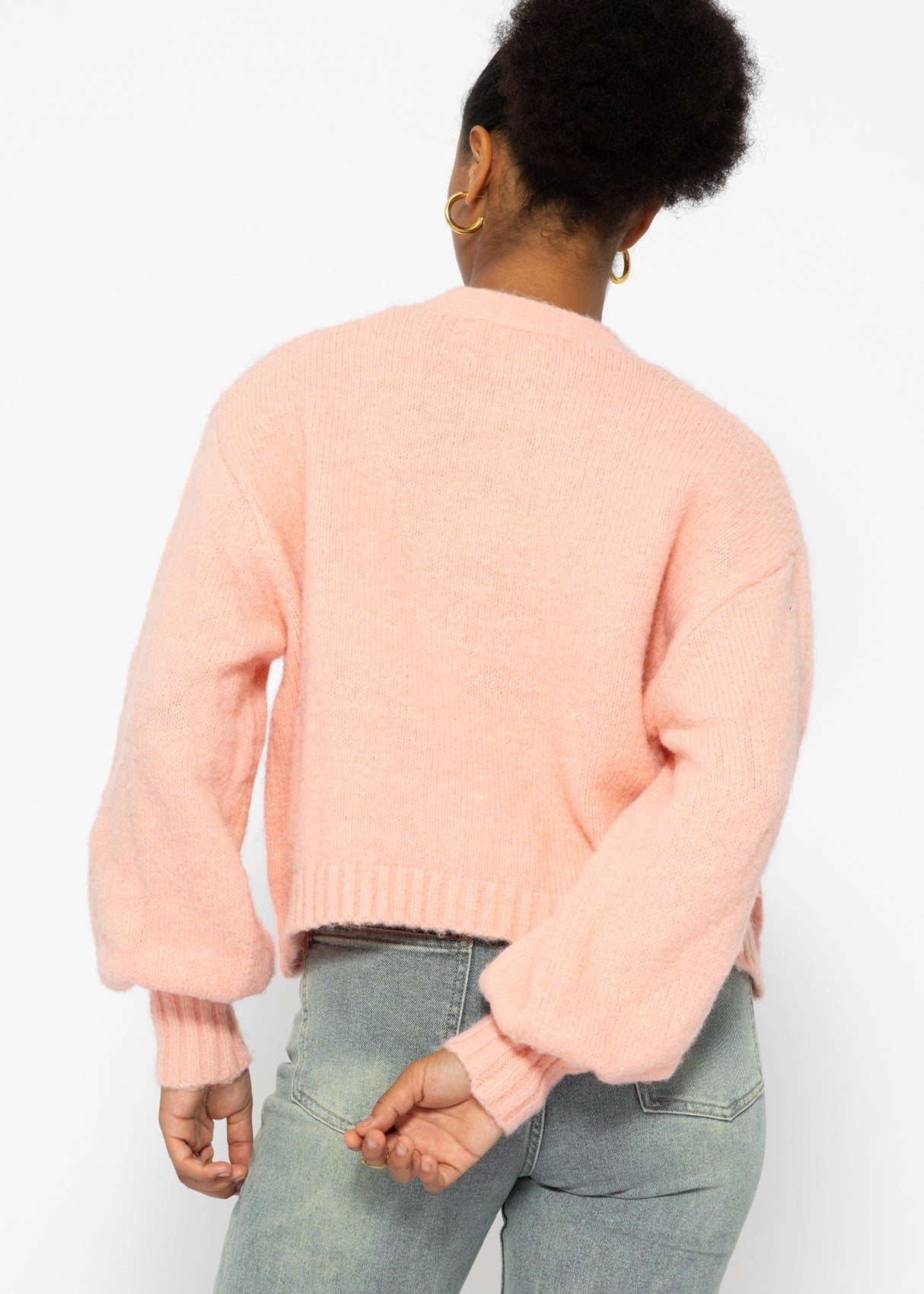 Cardigan with snap fasteners - pink