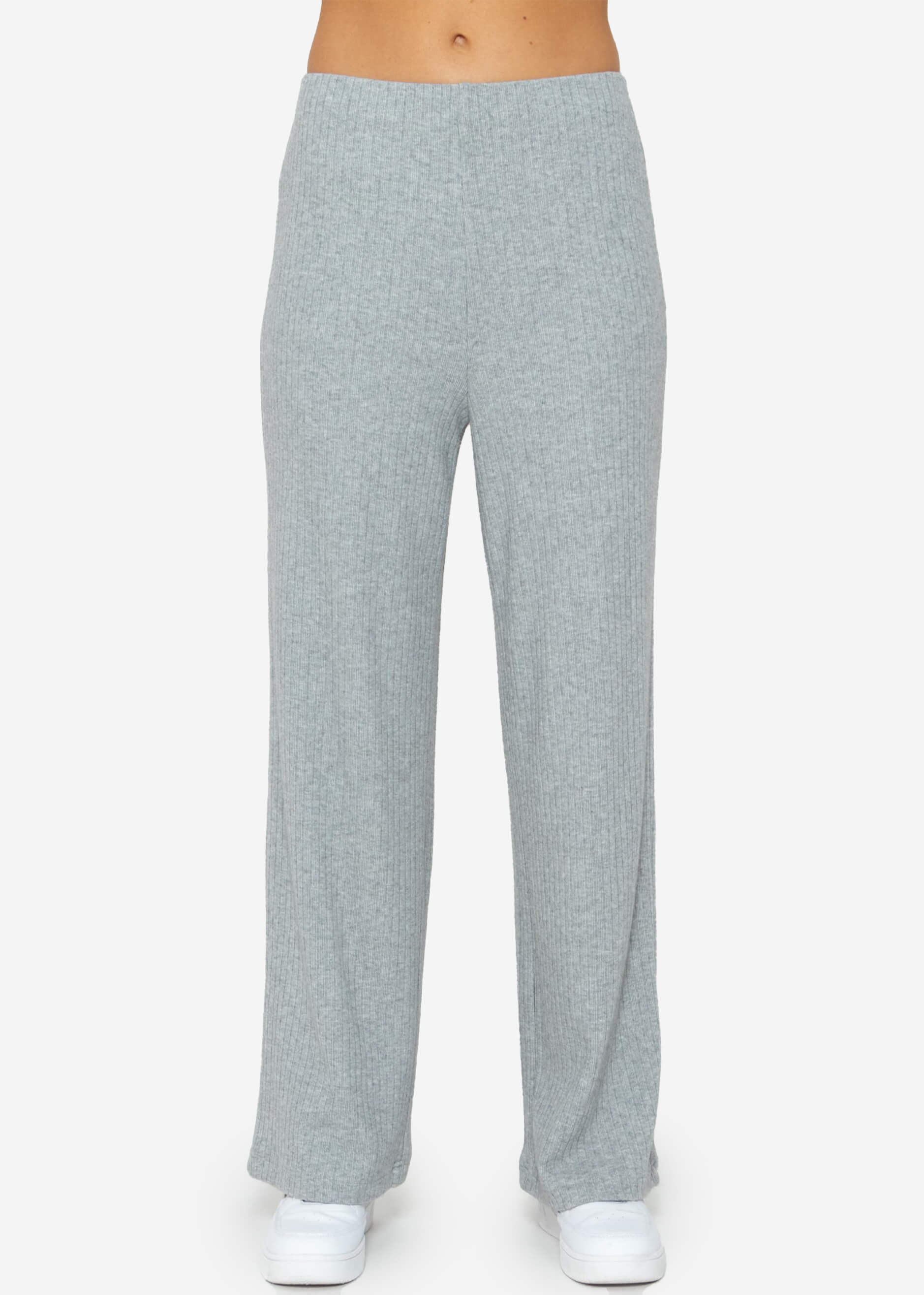 Ribbed wide-leg trousers - grey