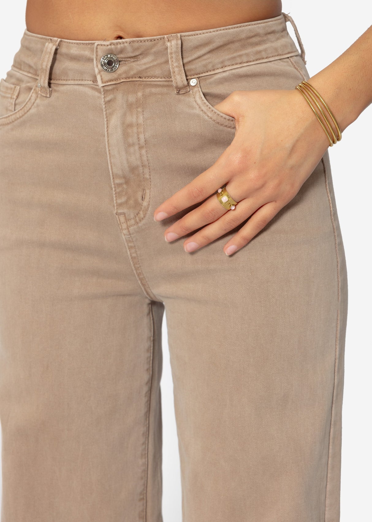 Wide-leg jeans - taupe