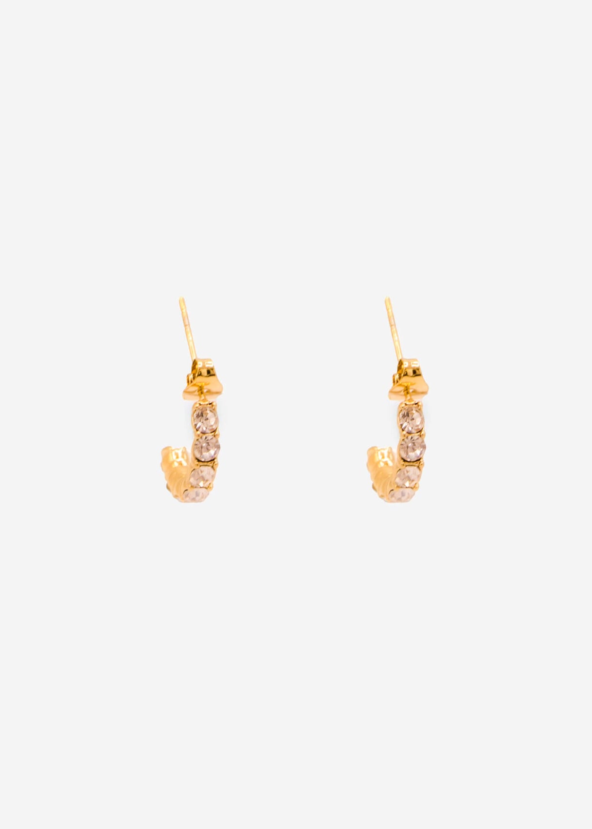 Mini hoop earrings with stones - gold