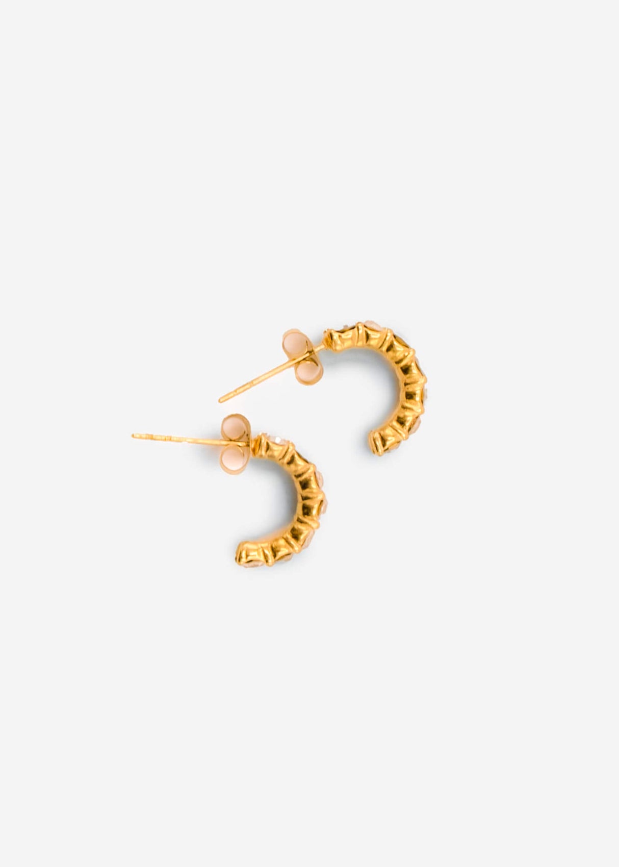 Mini hoop earrings with stones - gold