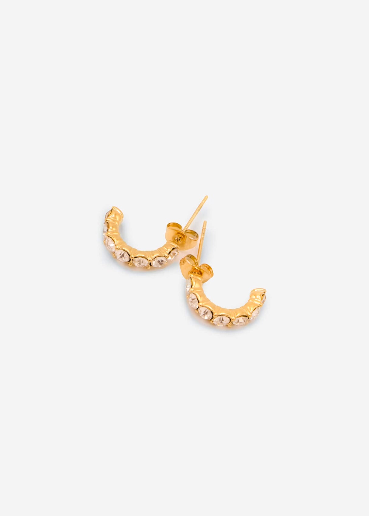 Mini hoop earrings with stones - gold