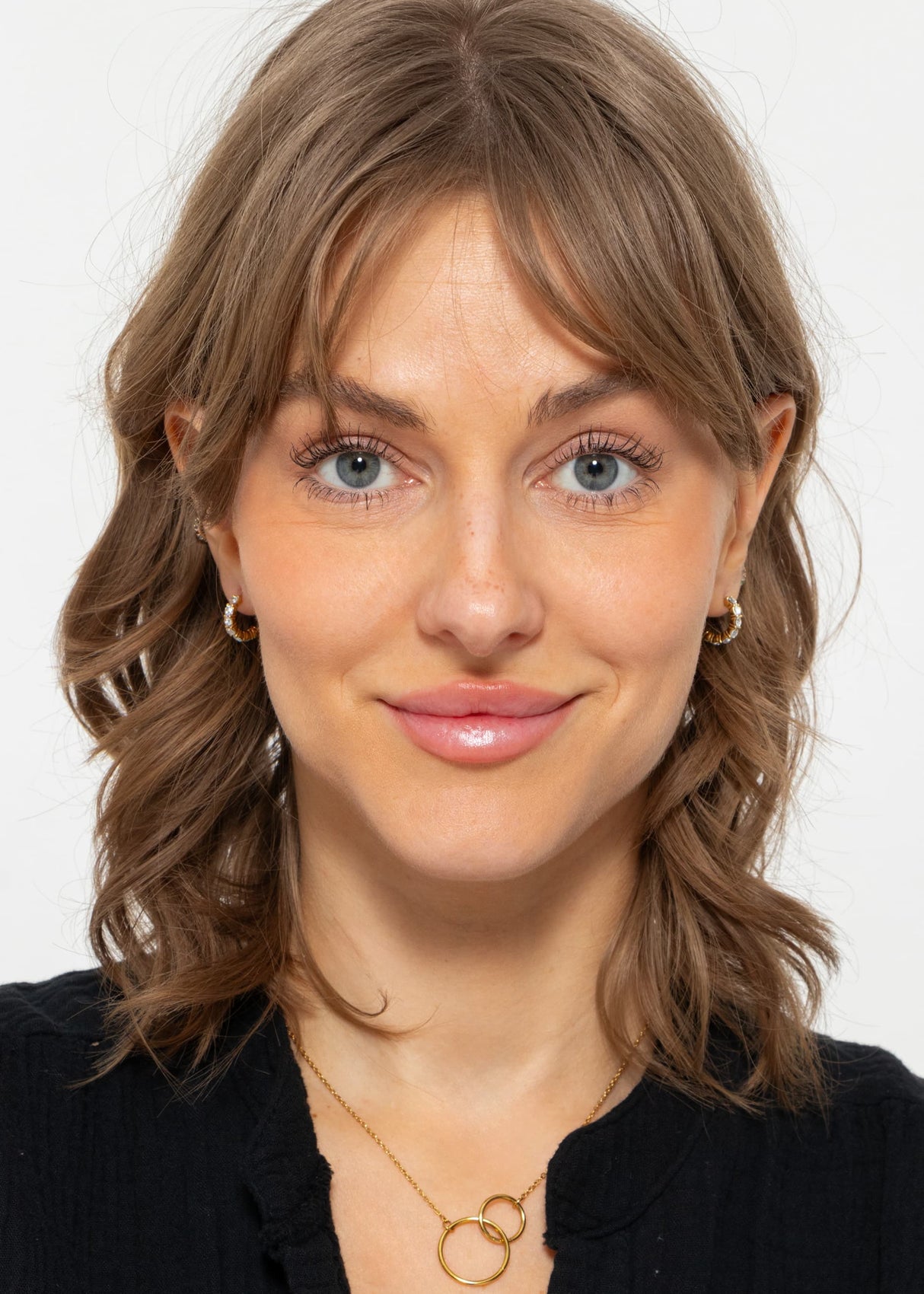 Mini hoop earrings with stones - gold