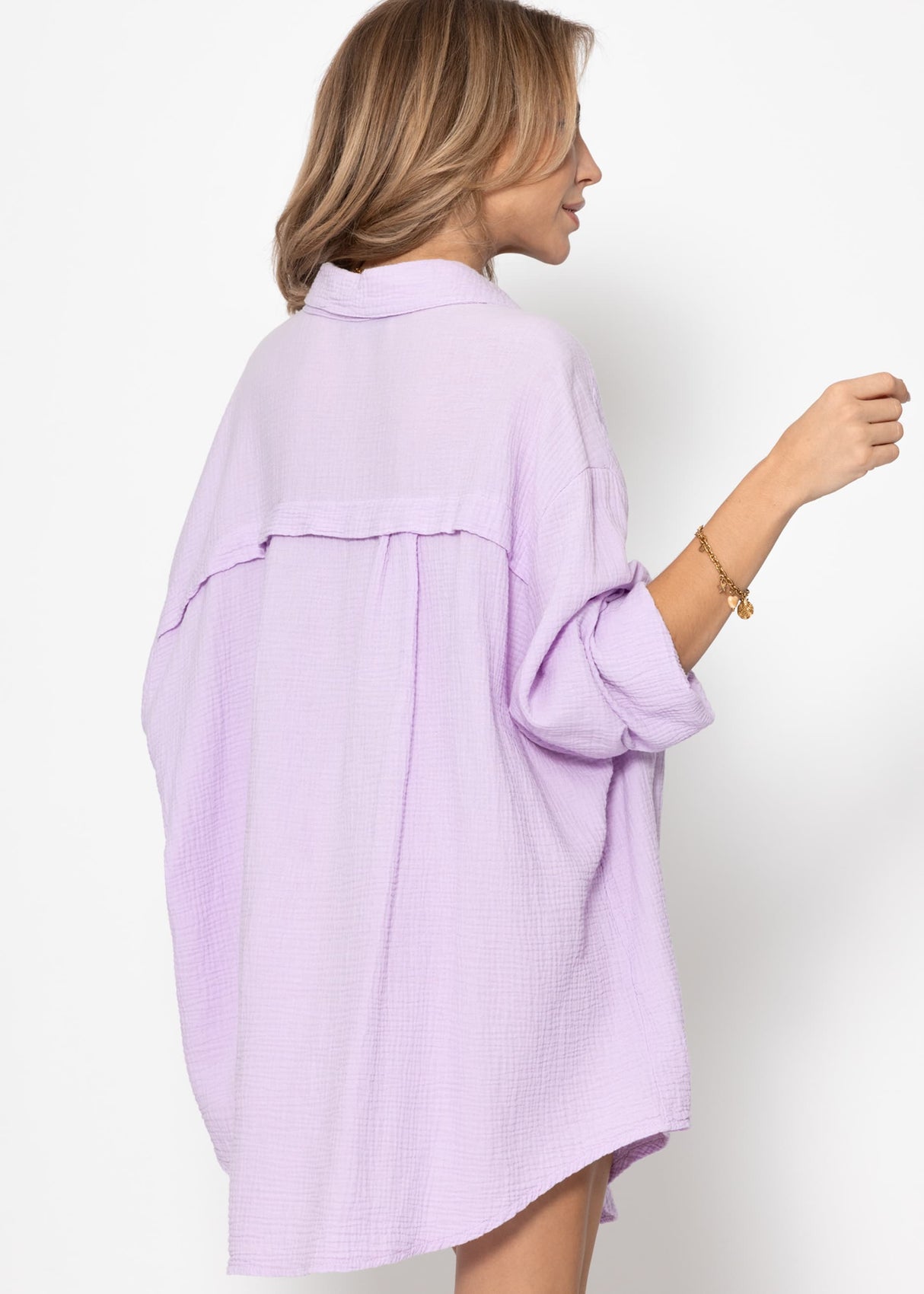 Muslin blouse oversize, lilac