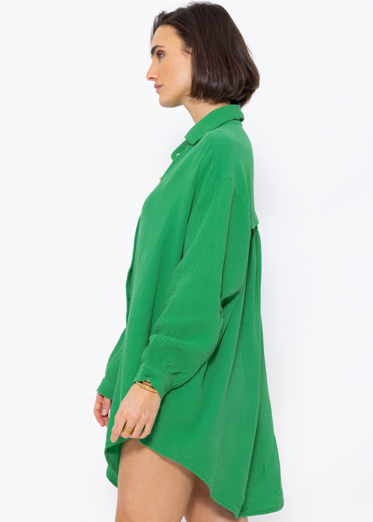Muslin blouse oversize, green