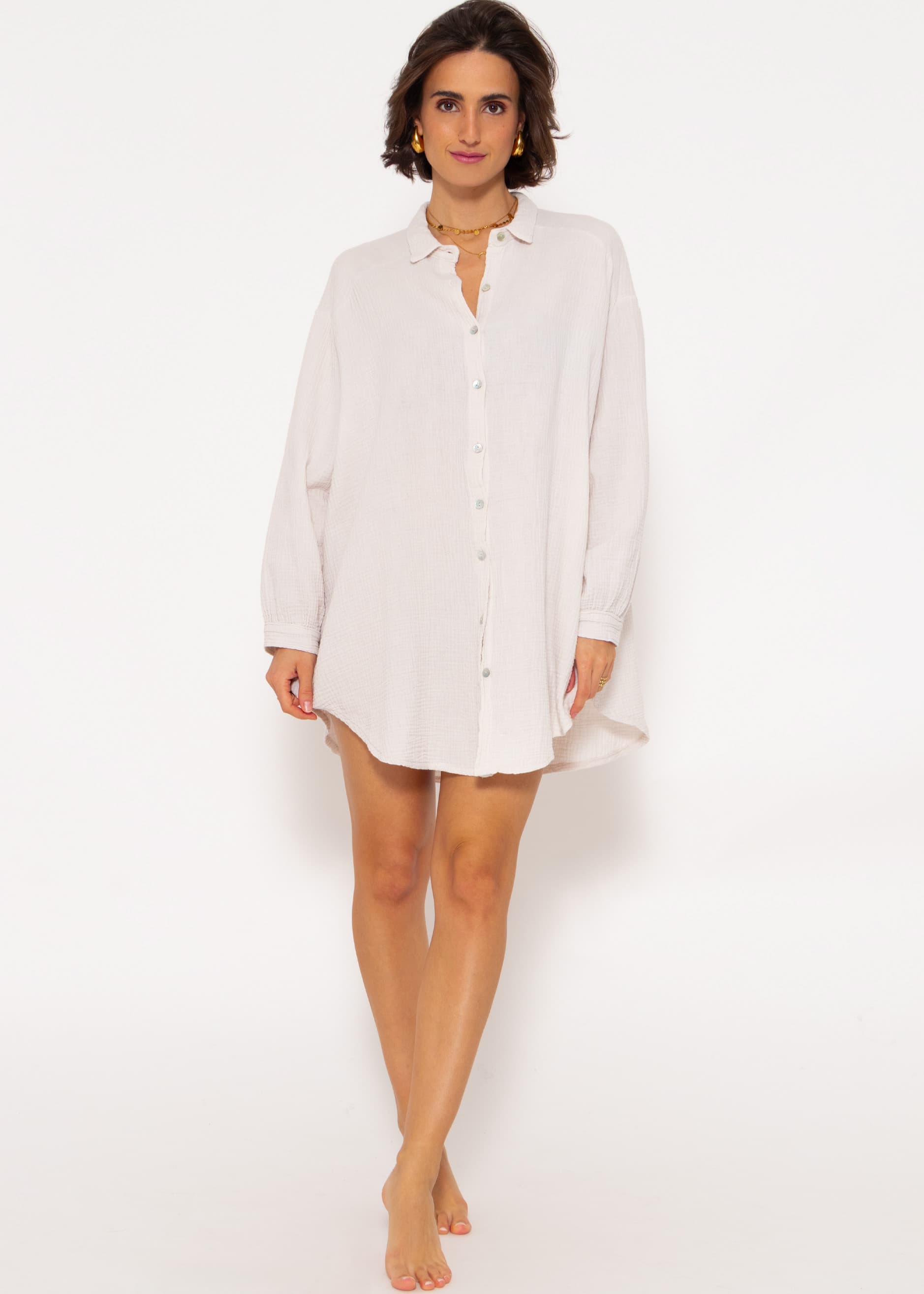Muslin blouse oversize, light beige