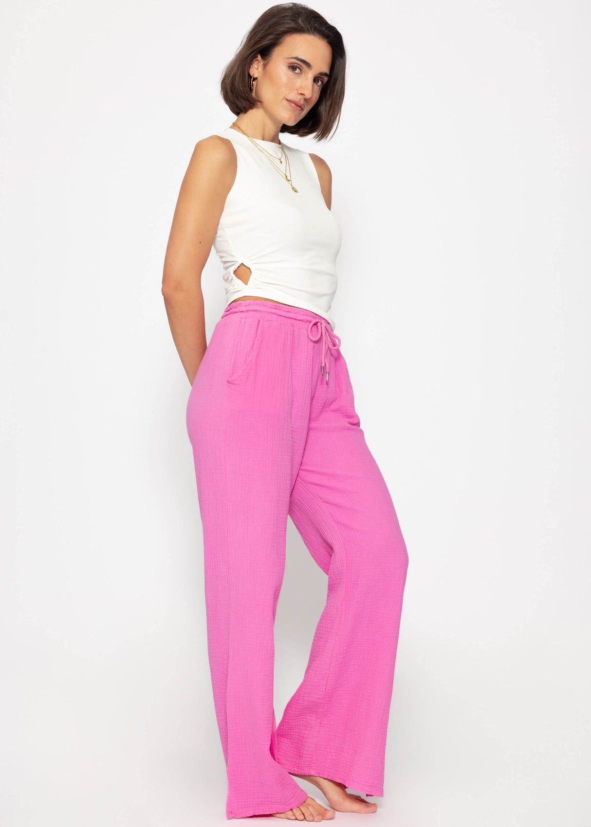 Muslin pants, pink