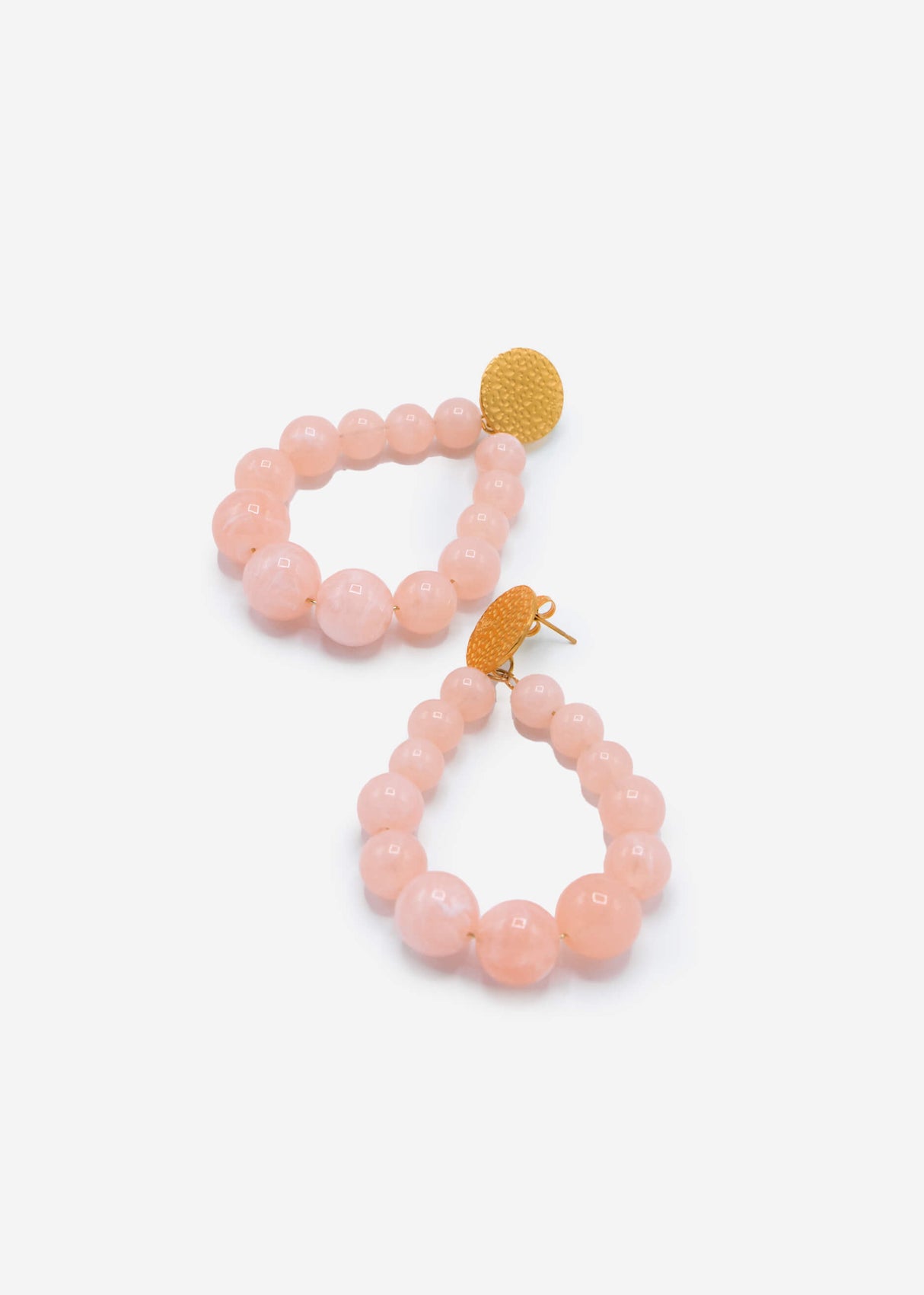 Gold earrings with pearls - peach
