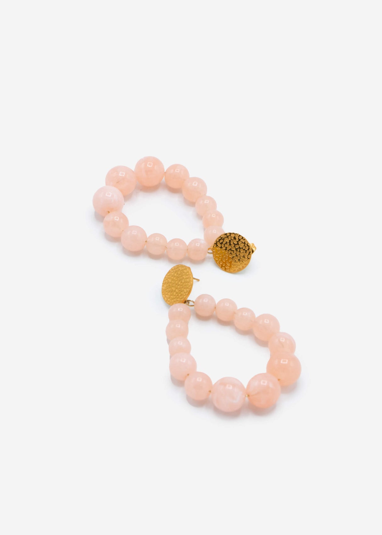 Gold earrings with pearls - peach