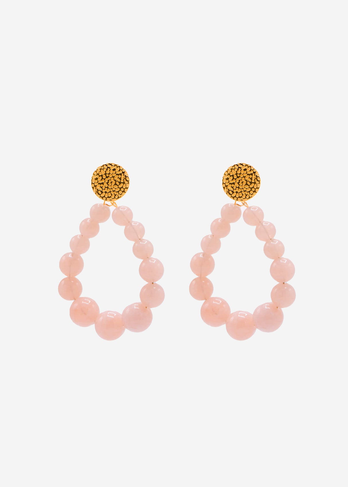 Gold earrings with pearls - peach