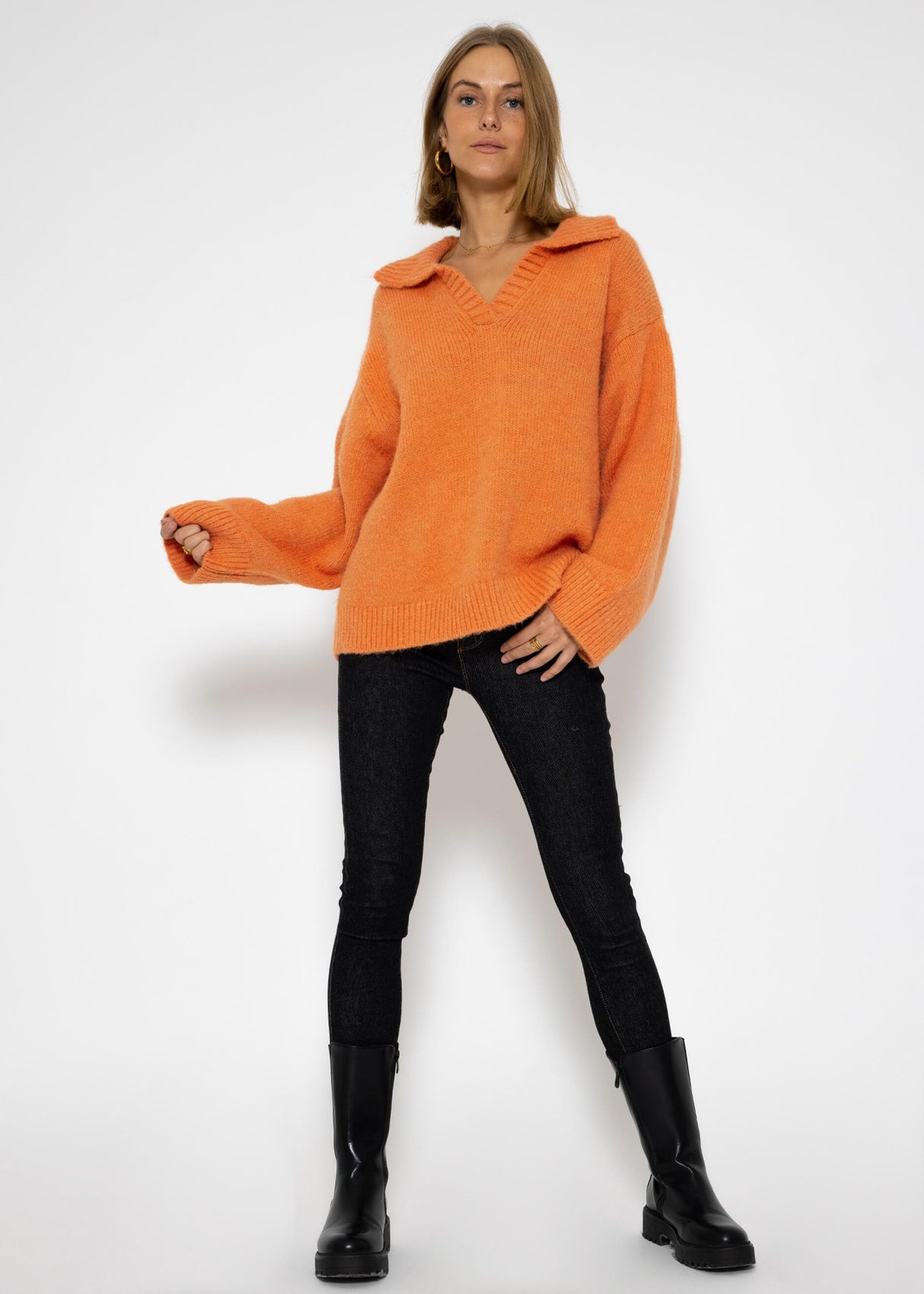 Oversized collared sweater - apricot