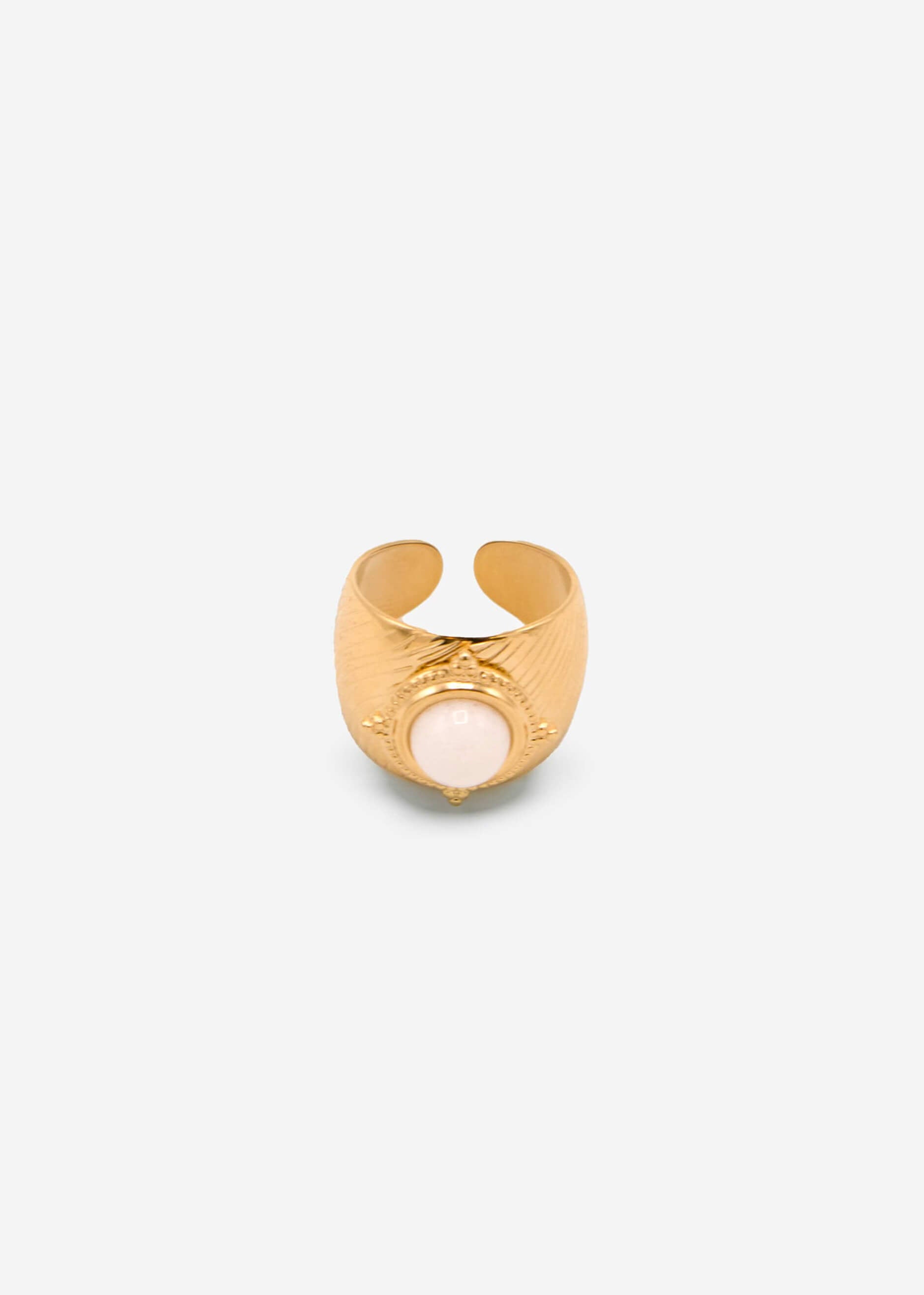 Ring mit rundem Jade Stein - gold