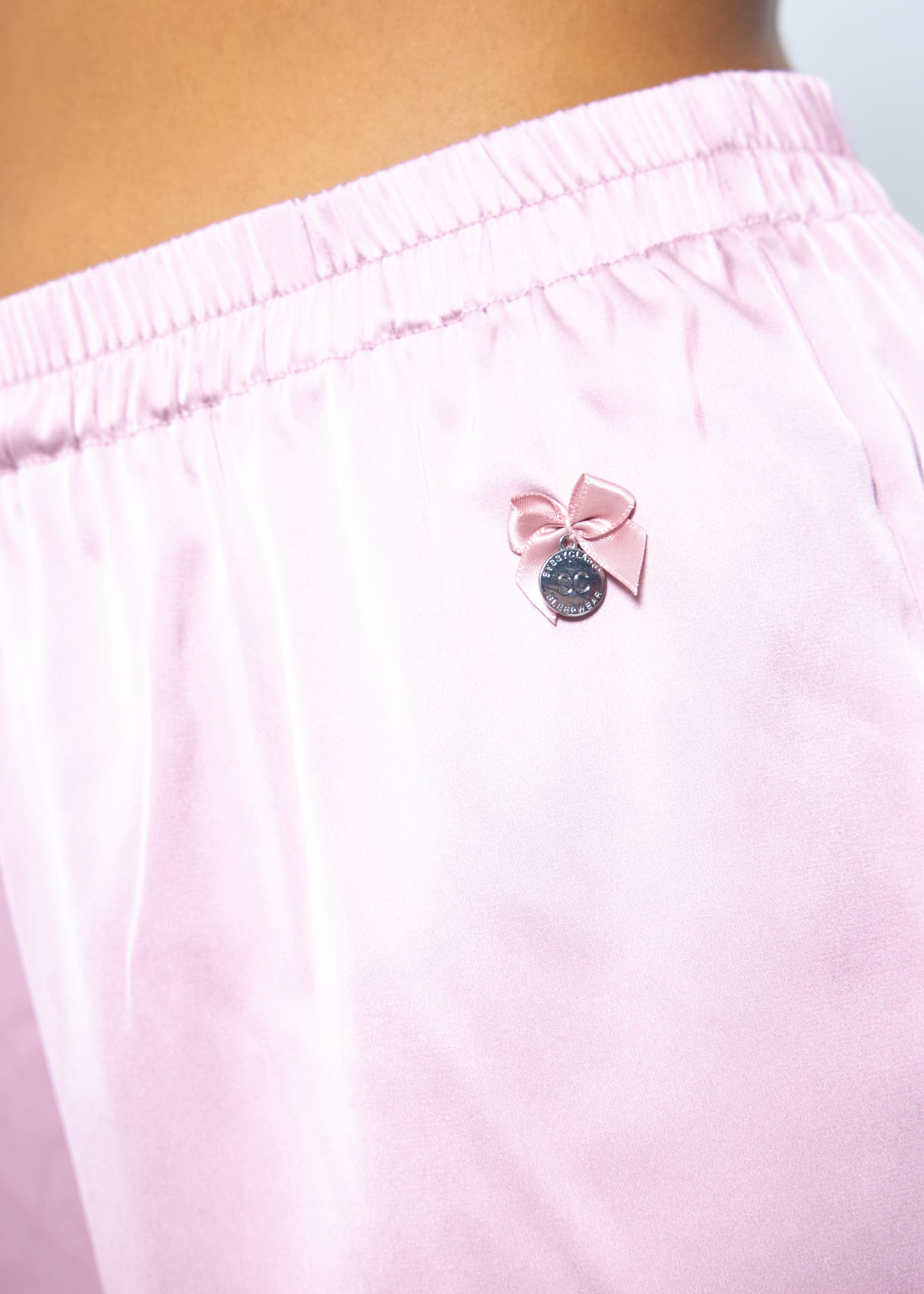 Satin pajama shorts - pink
