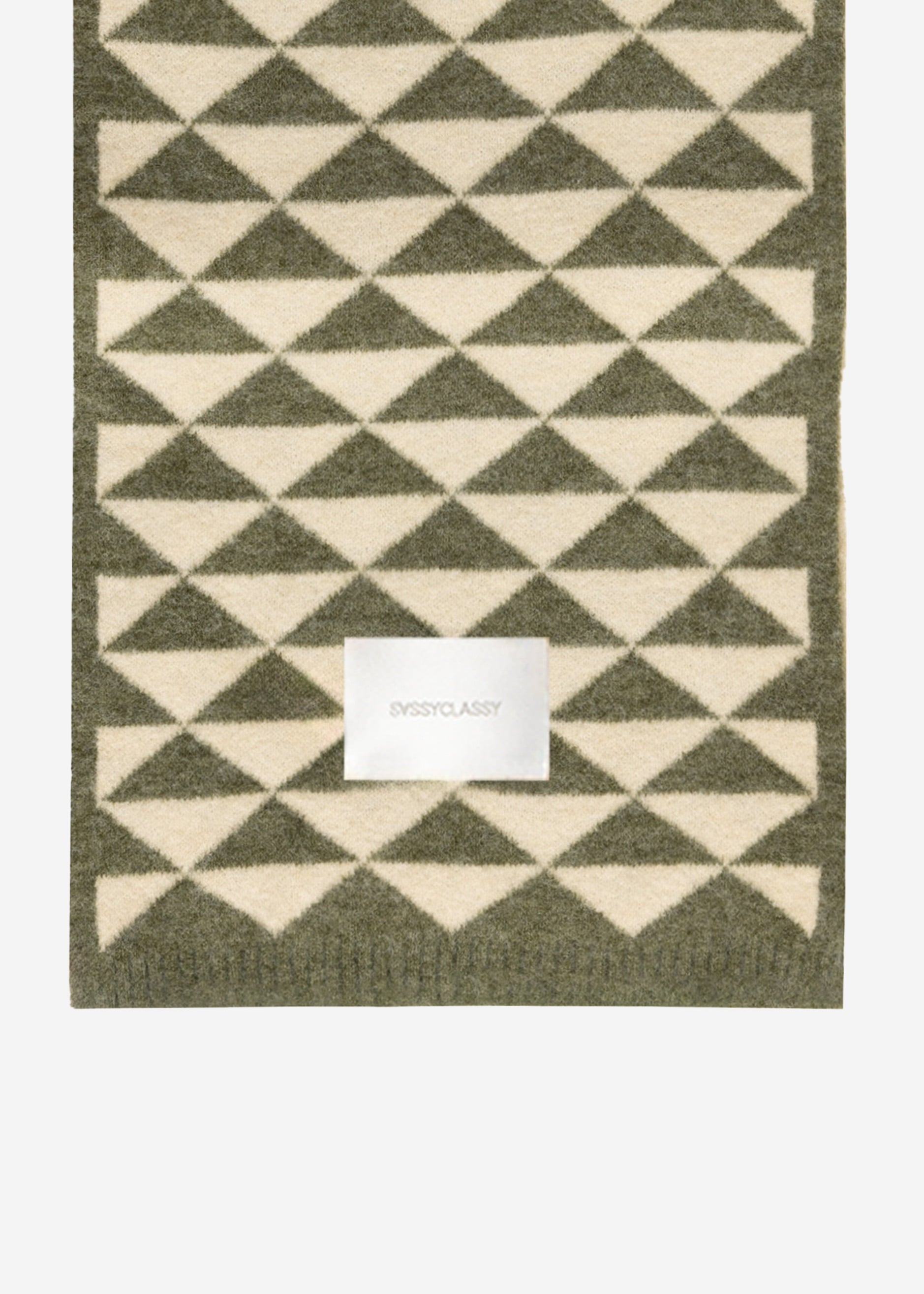 Scarf with geometric print - khaki-off-white