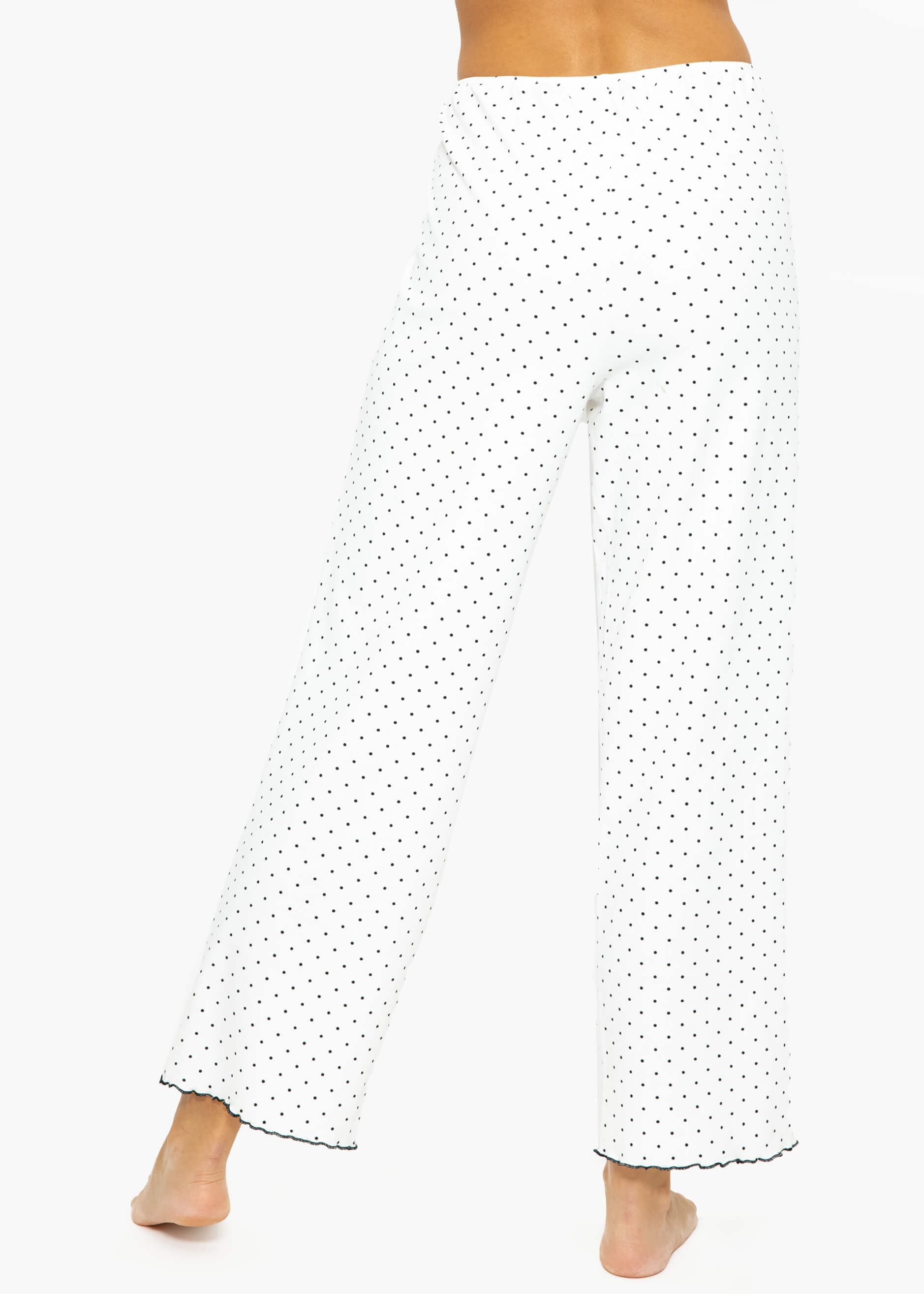 Sleep pants with dots - white