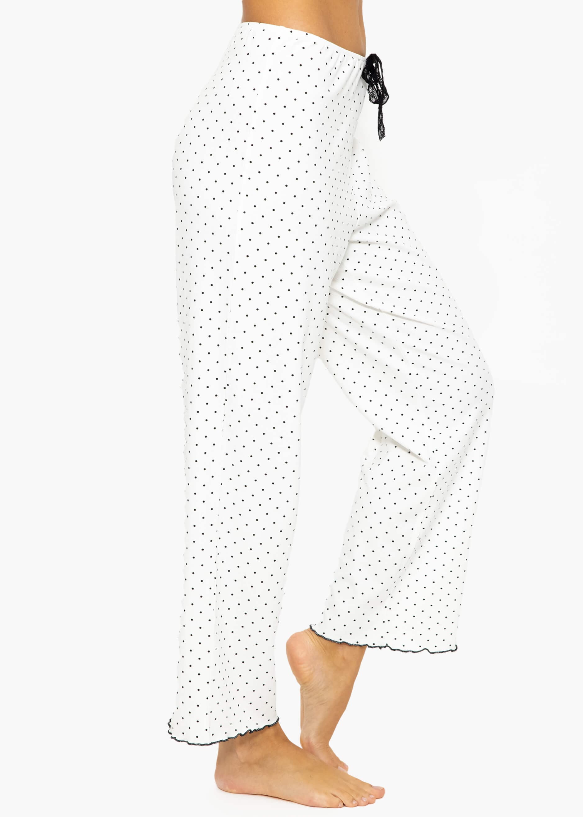 Sleep pants with dots - white
