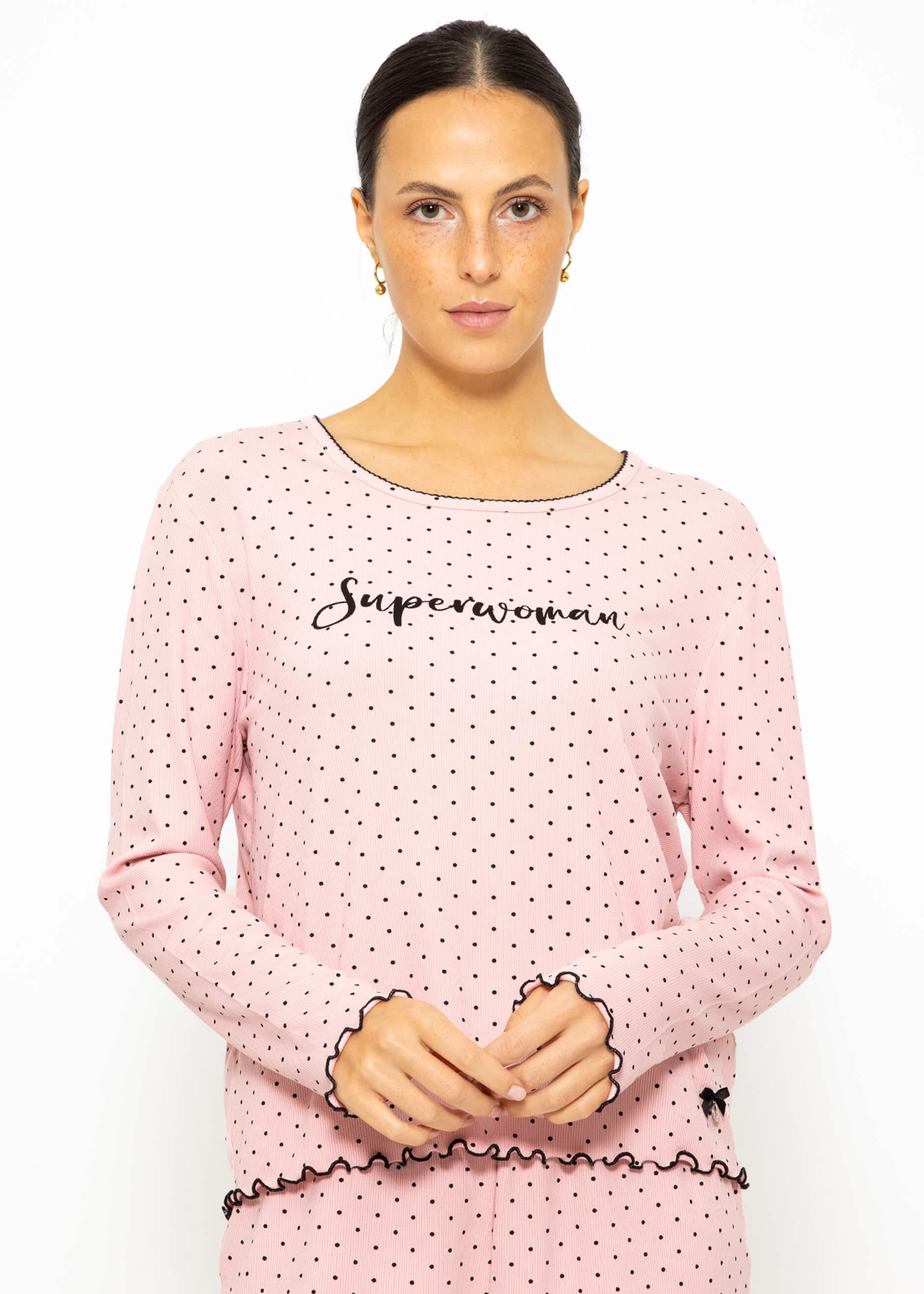 Schlafshirt mit Pünktchen - rosa