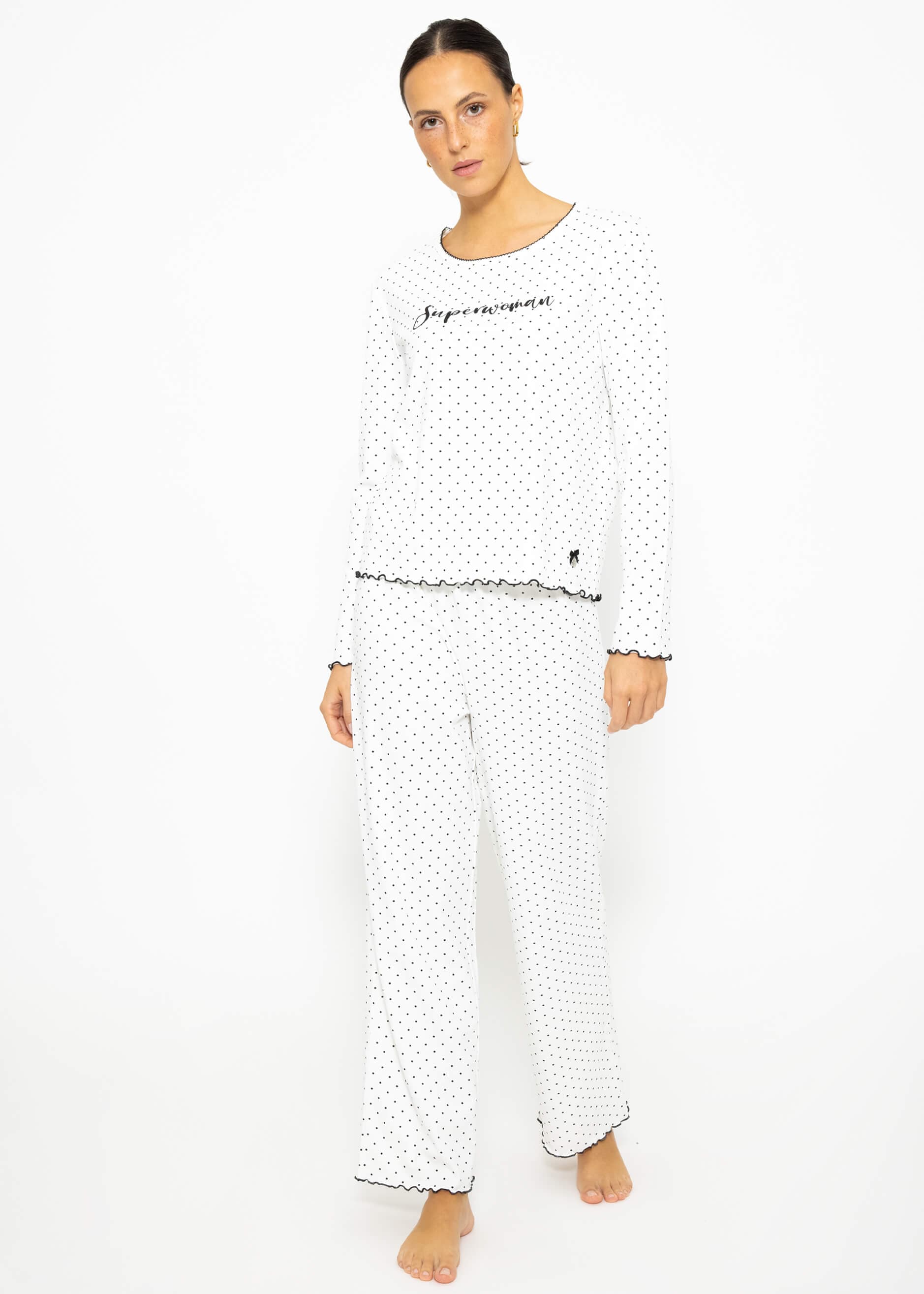 Nightshirt with dots - white