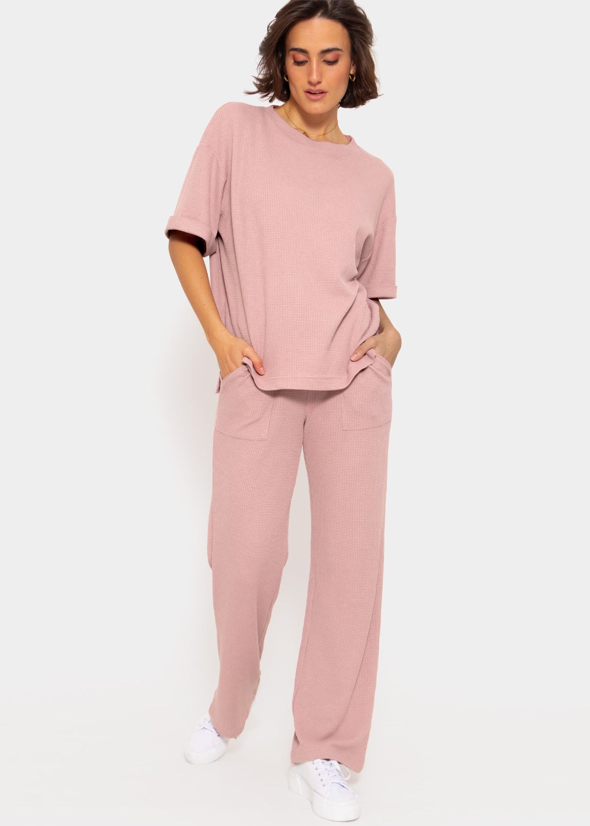 Shirt in Waffelpiqué - rosa