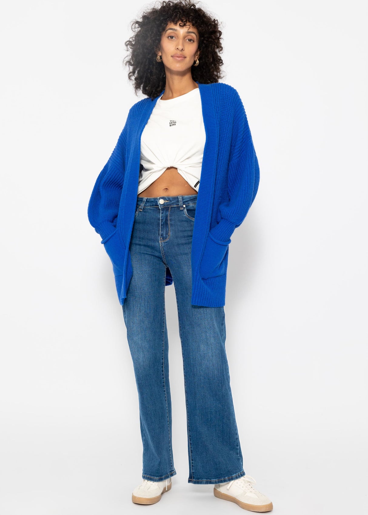 Soft knit cardigan with pockets - royal blue