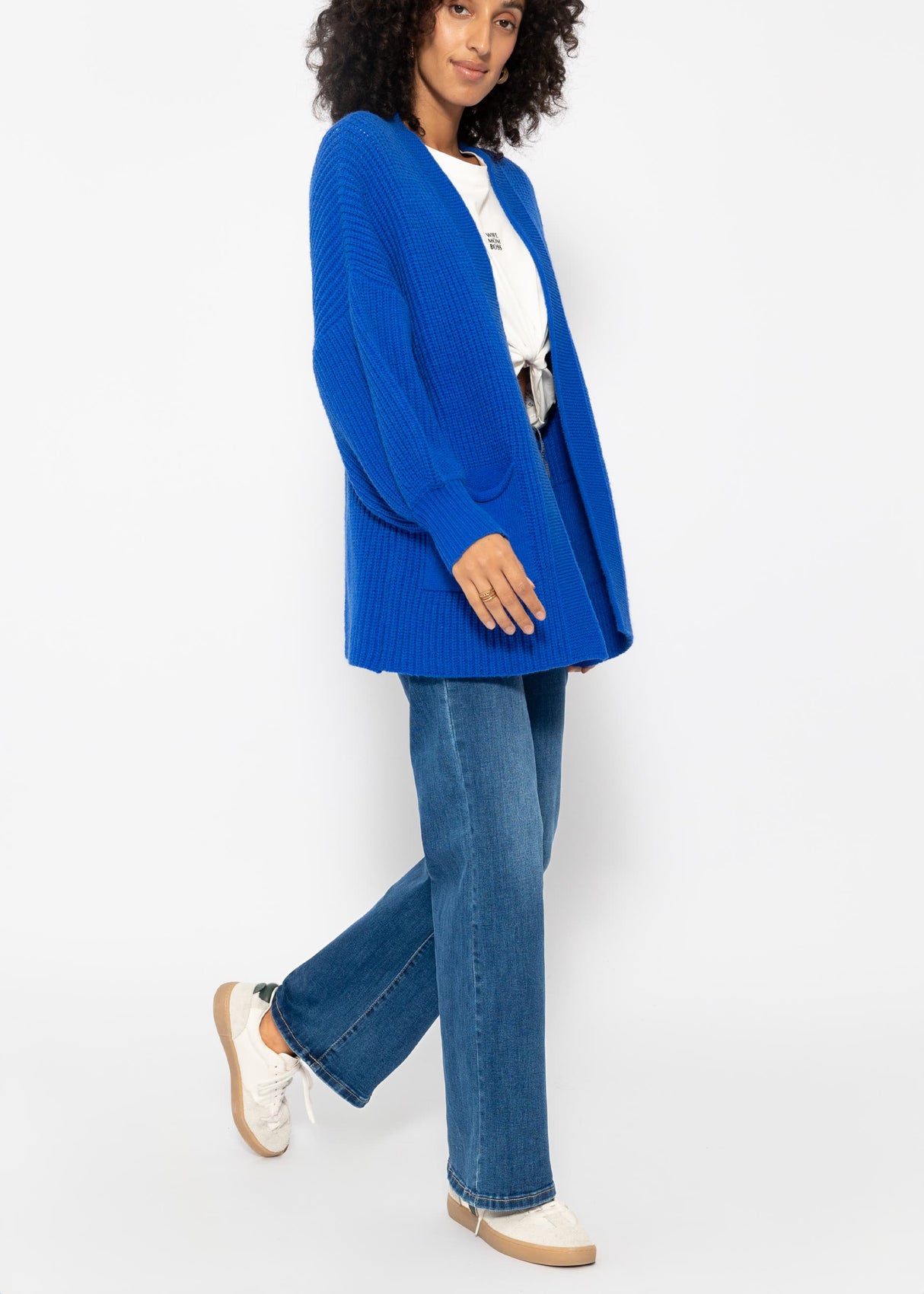 Soft knit cardigan with pockets - royal blue