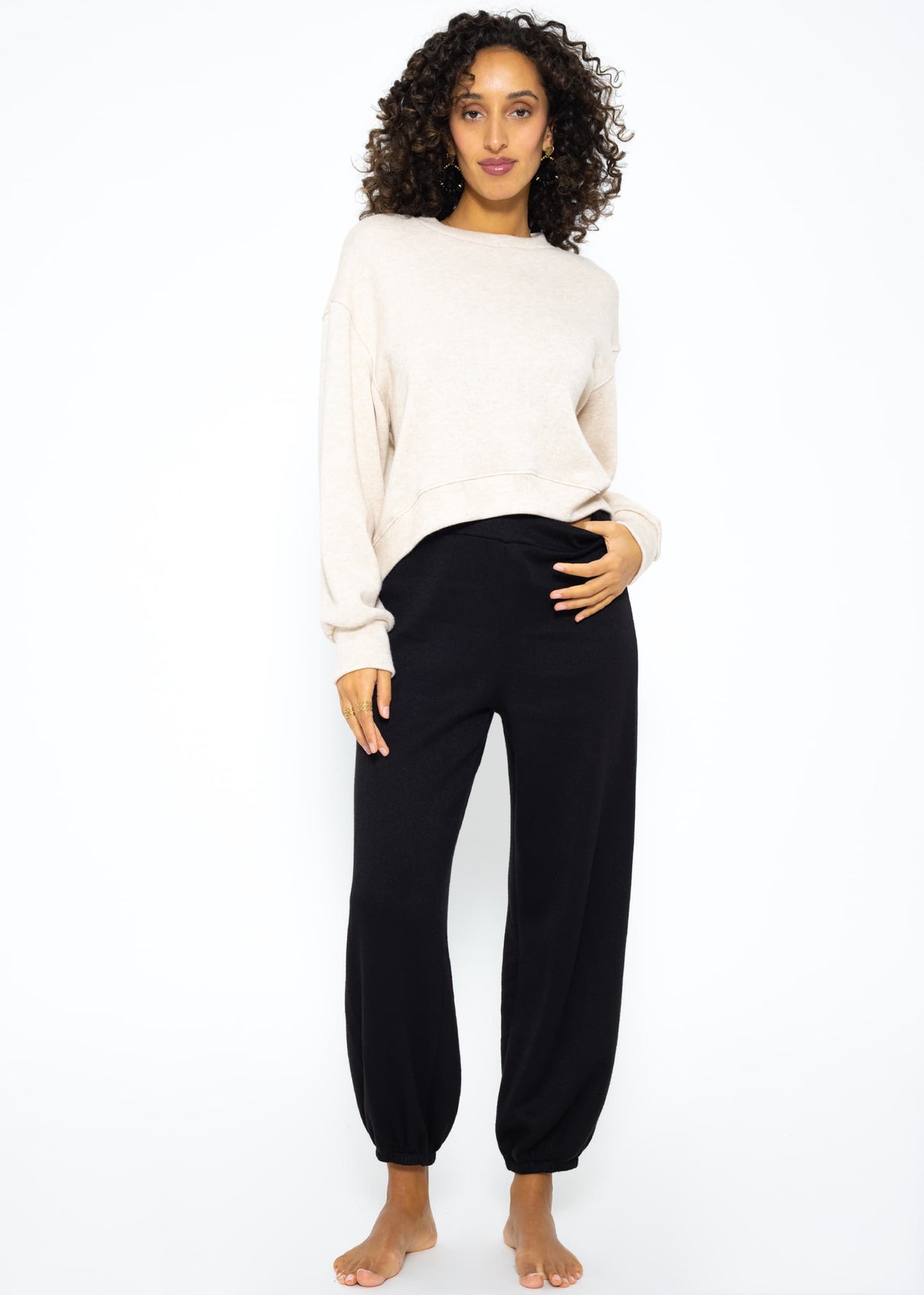 Super soft jersey jogging pants - black