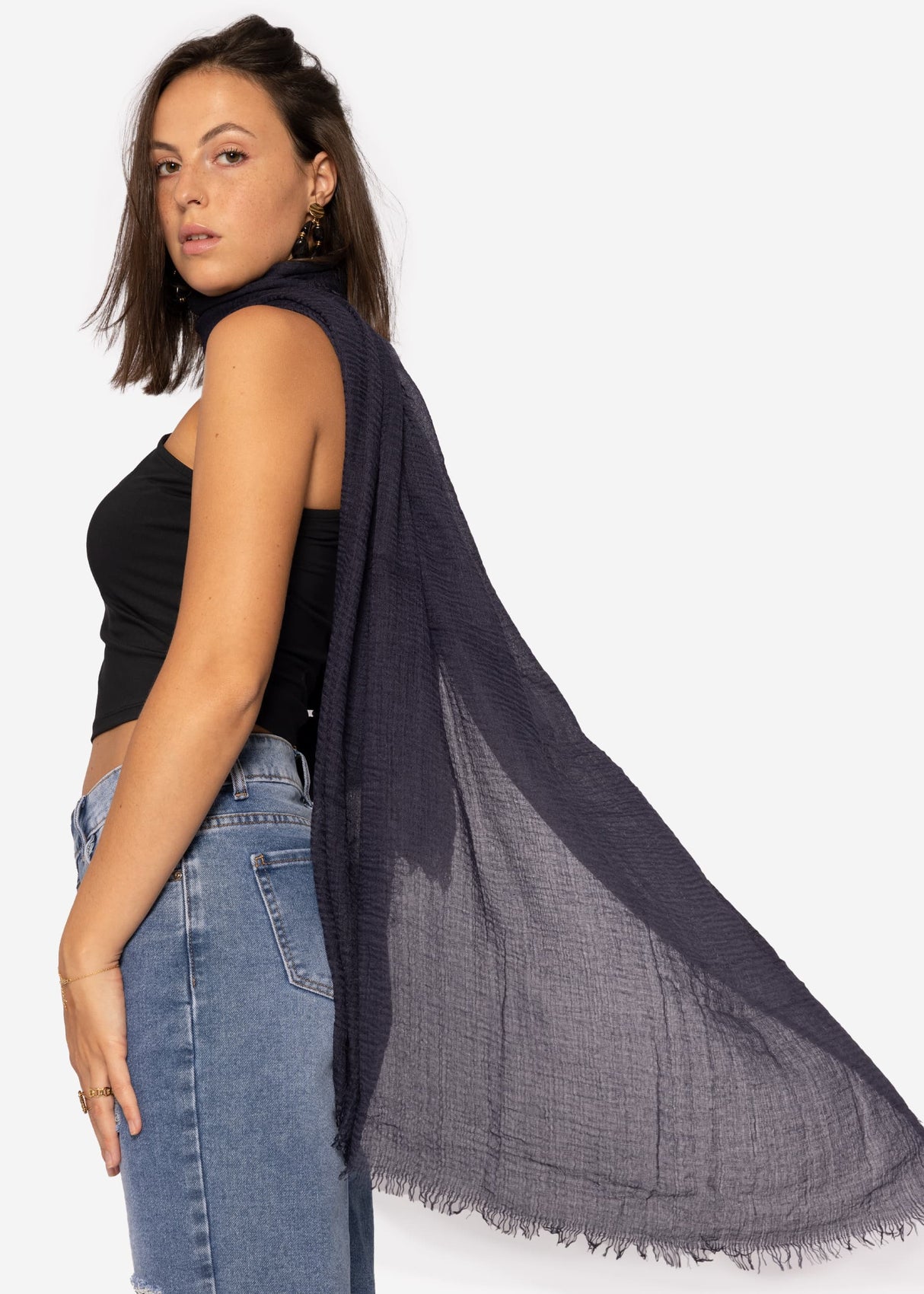 Musselin Schal, dunkelblau