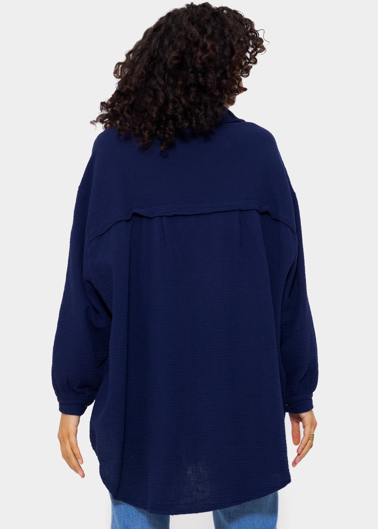 Muslin blouse oversize, dark blue