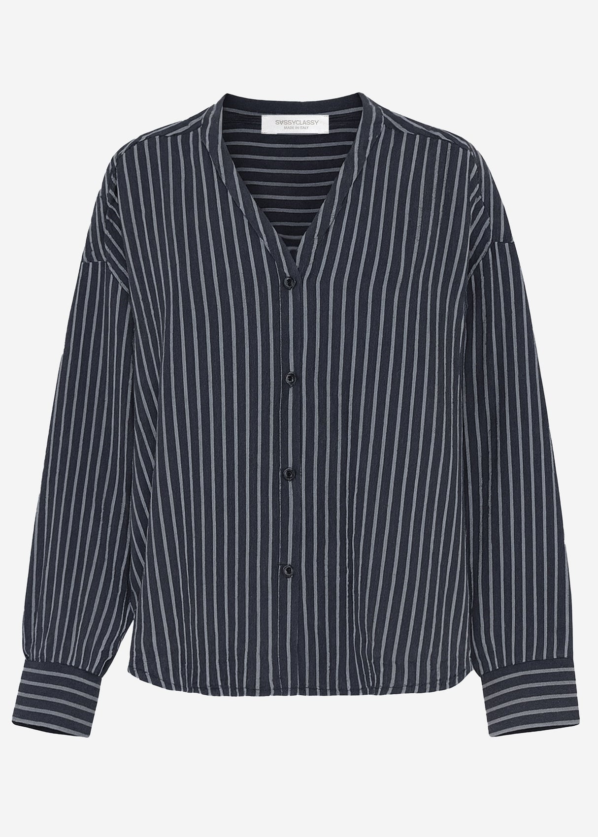 Oversize muslin blouse with light stripes - grey