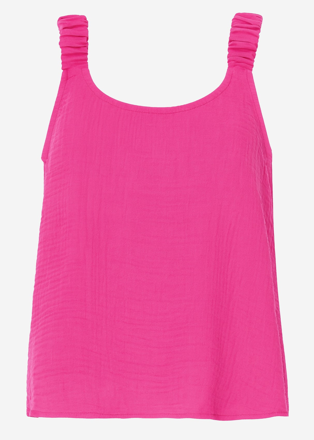 Musselin Top mit gerafften Trägern - pink