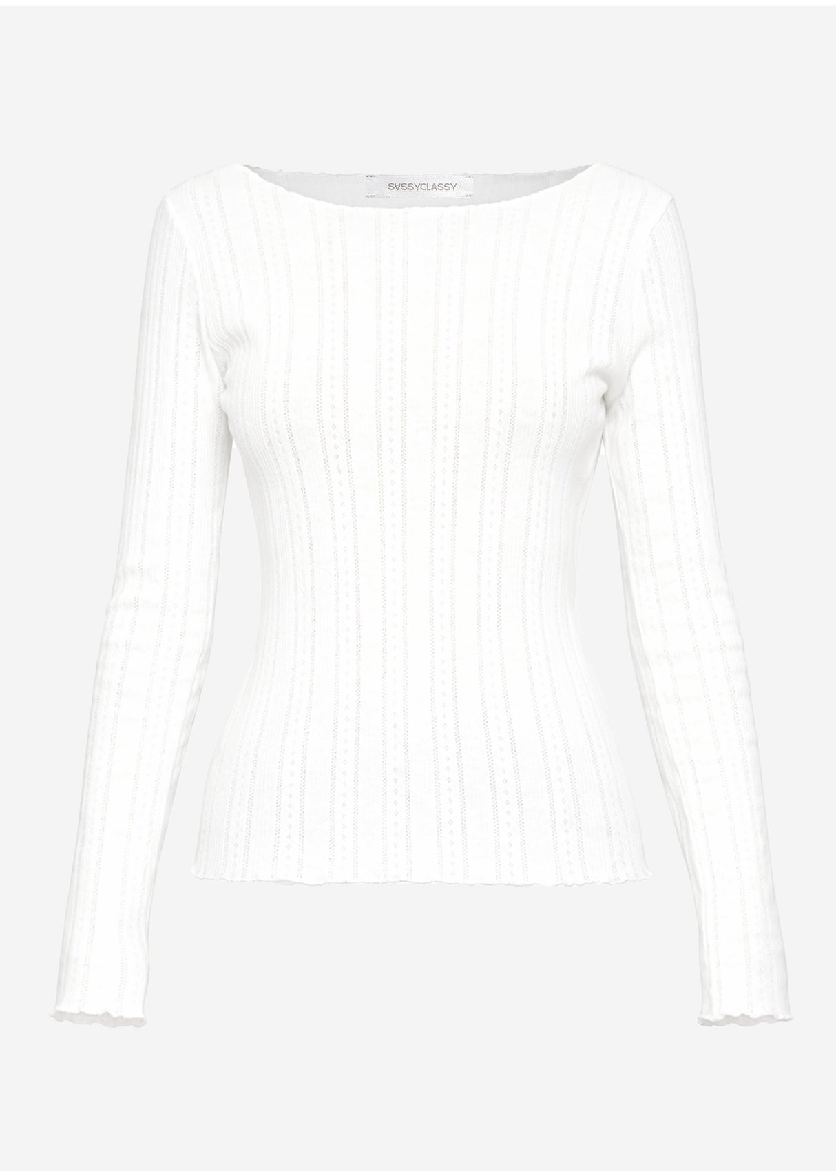 Pointelle long-sleeved shirt - white