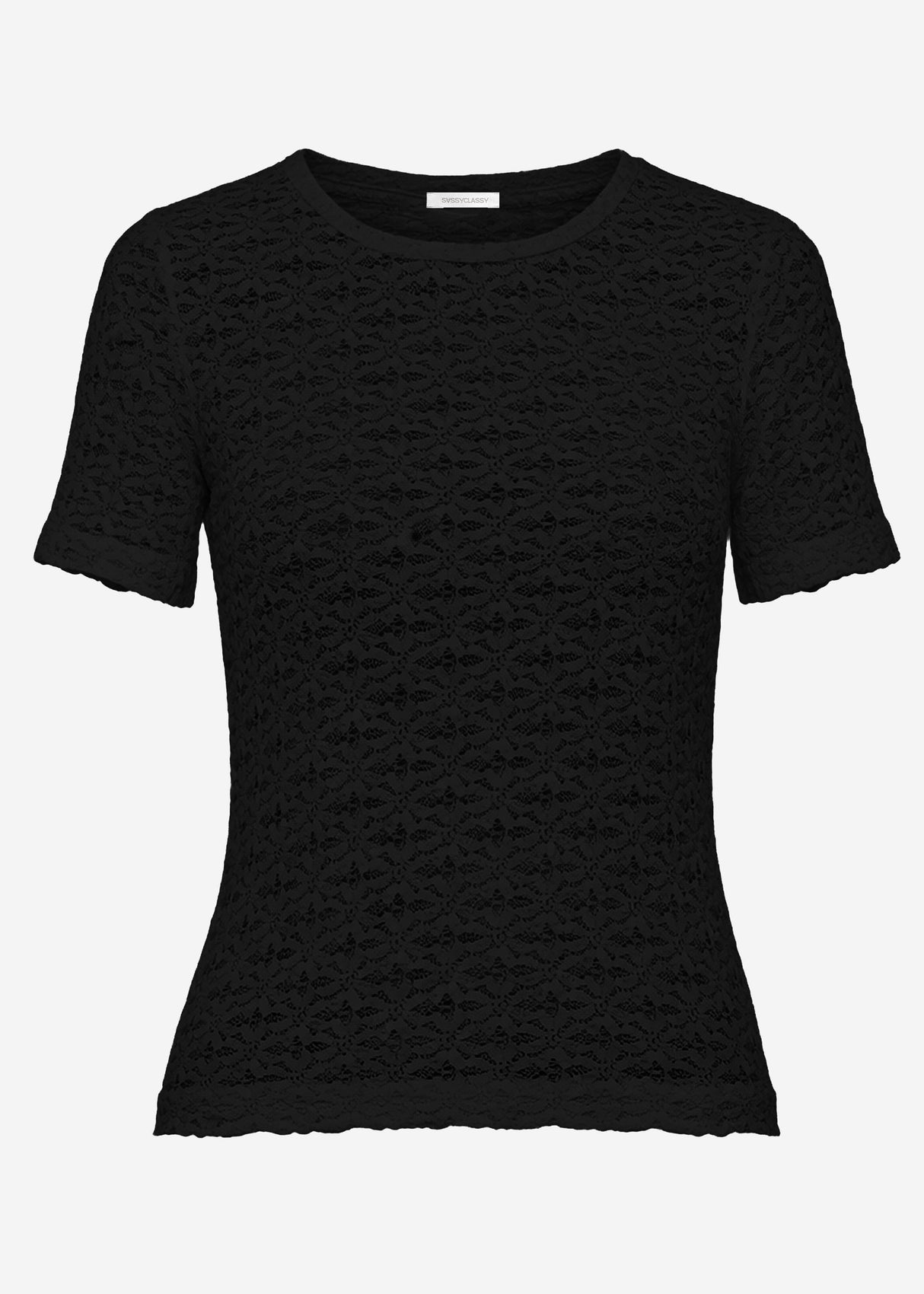 T-shirt made of floral lace - black