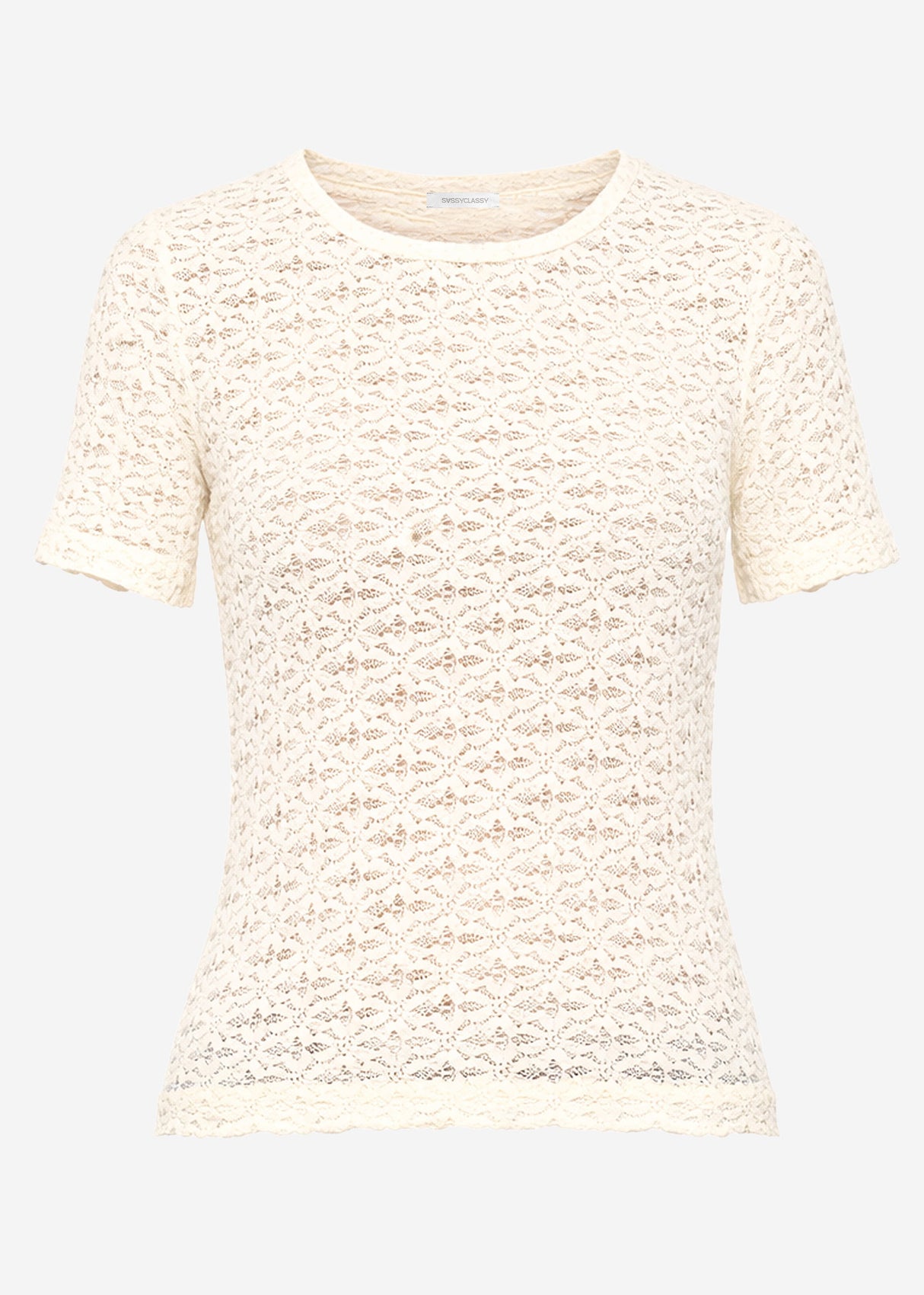 T-Shirt aus floraler Spitze - offwhite
