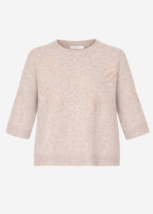 Jumper with floral embroidery - taupe