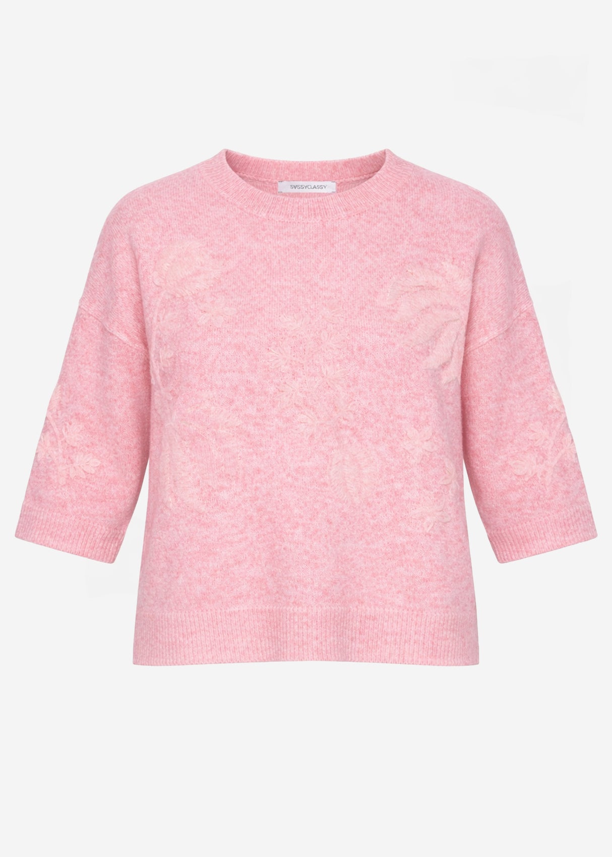 Sweater with floral embroidery - pink