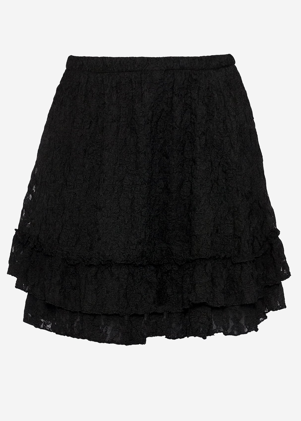Short ruffled lace skirt - black